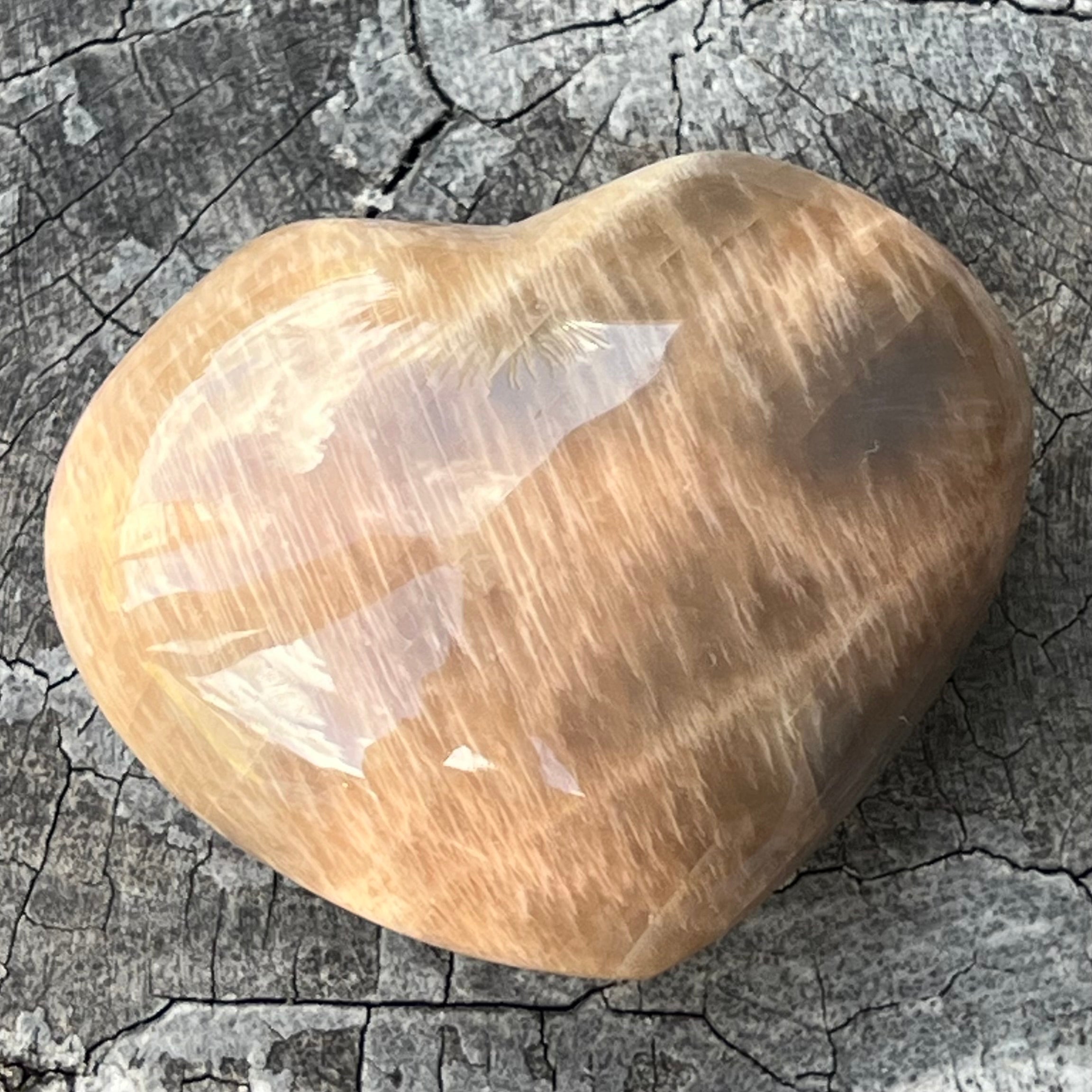 Peach Moonstone Heart