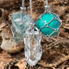 Glam Crystal Tumble Cage Necklace - Silver Extra Large