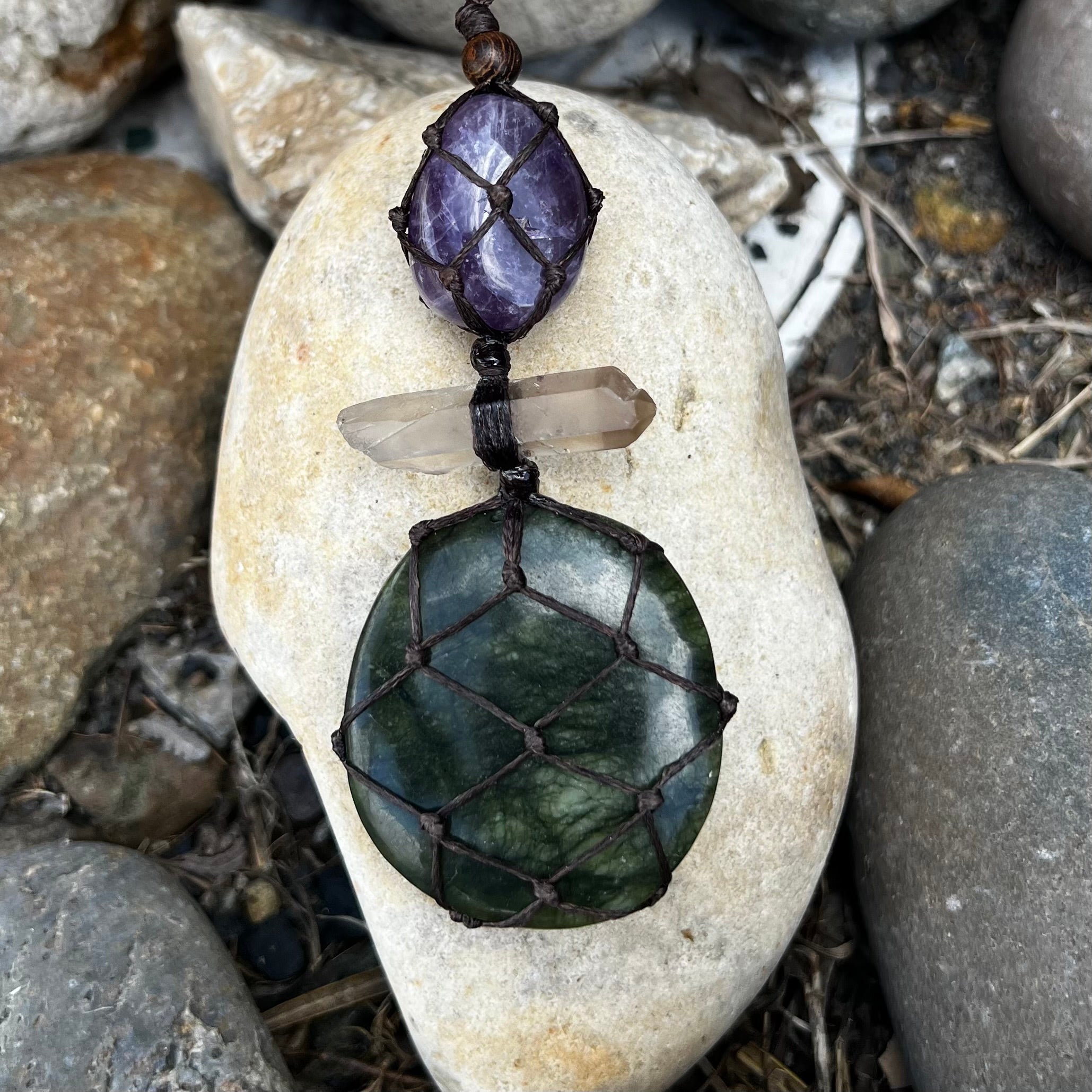 Muse Medicine ~Nephrite, Smokey Quartz & Amethyst ~ Alignment Talisman