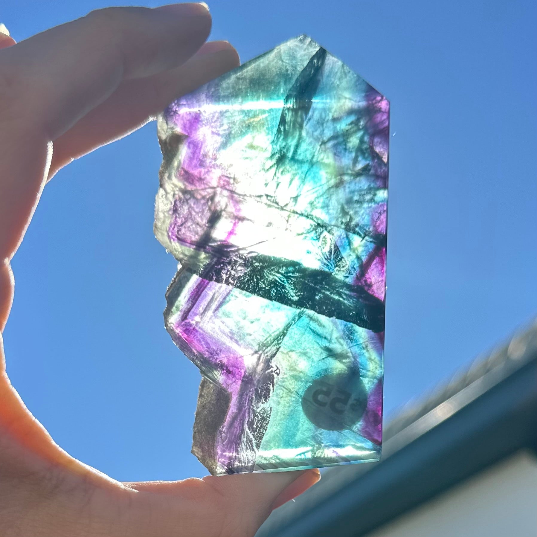 Rainbow Fluorite Semi Raw Generator Tower