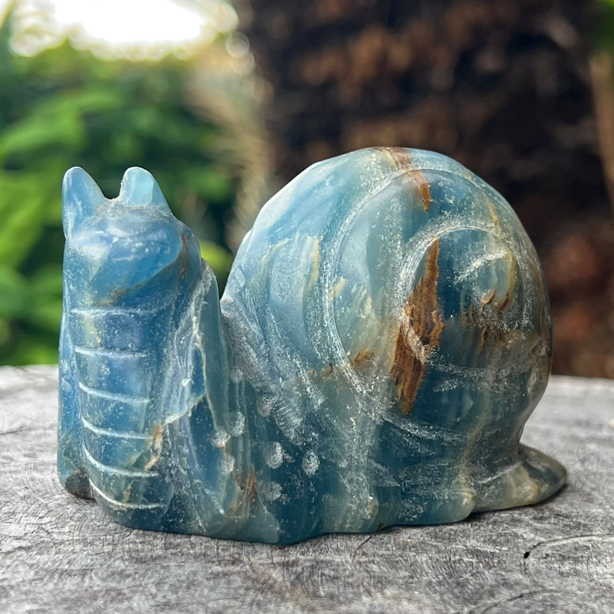 Blue Onyx Snail Carving