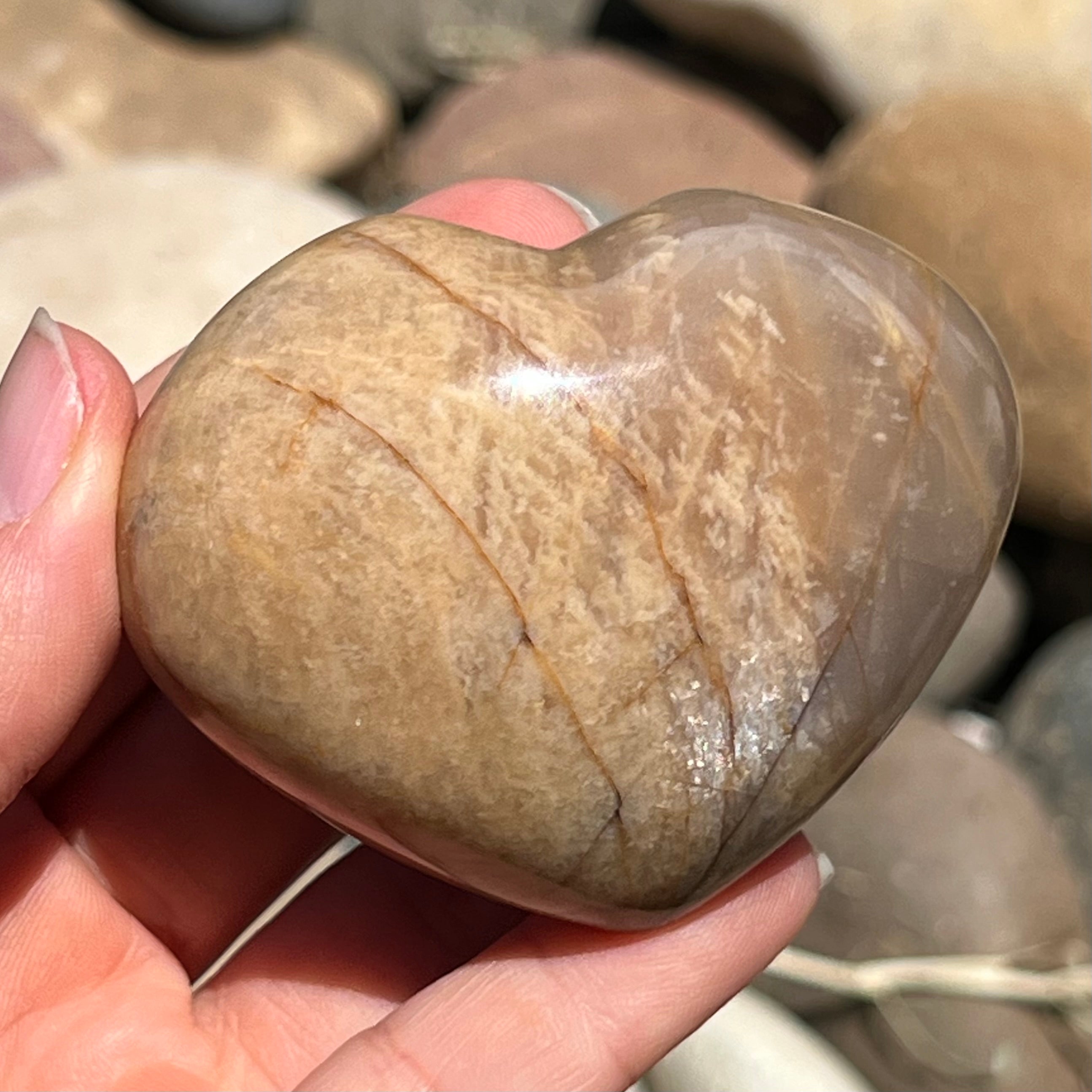 Peach Moonstone Heart