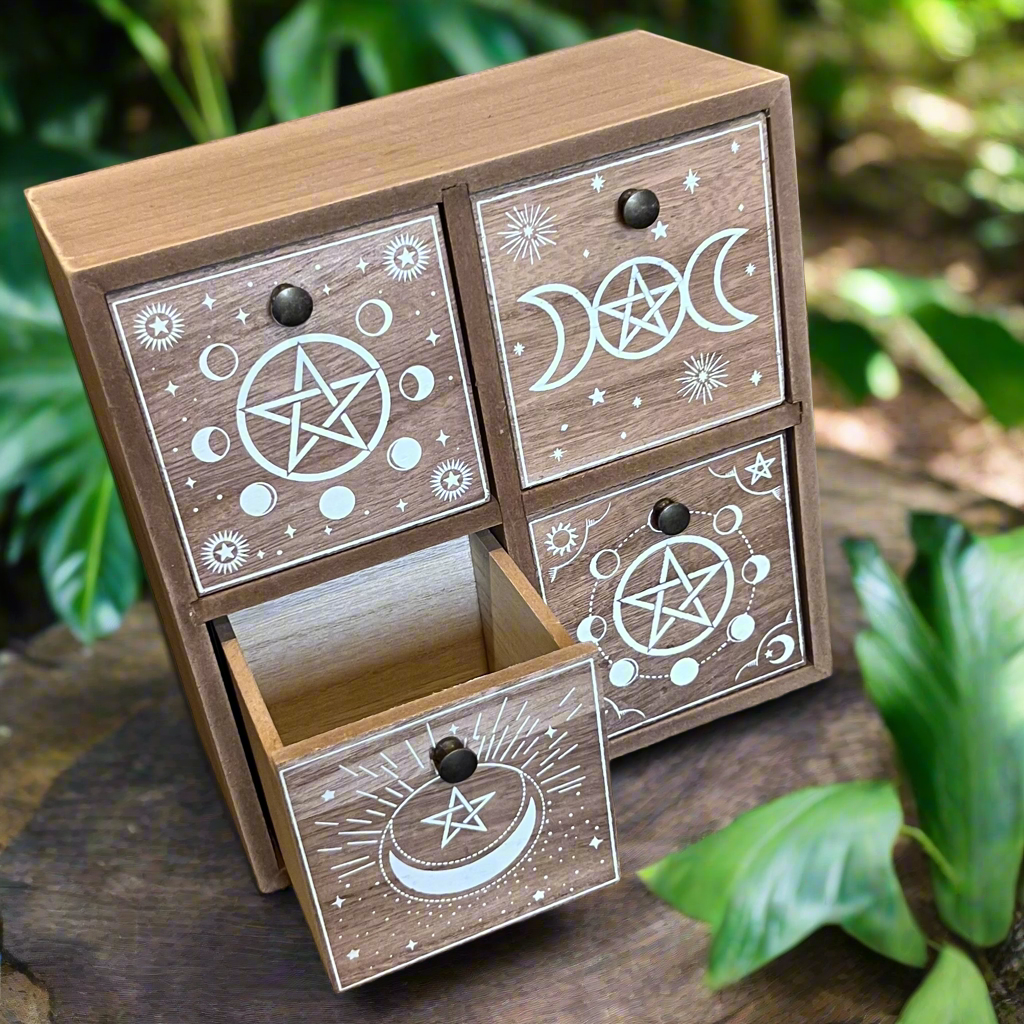 Wiccan Wooden Trinket Drawers