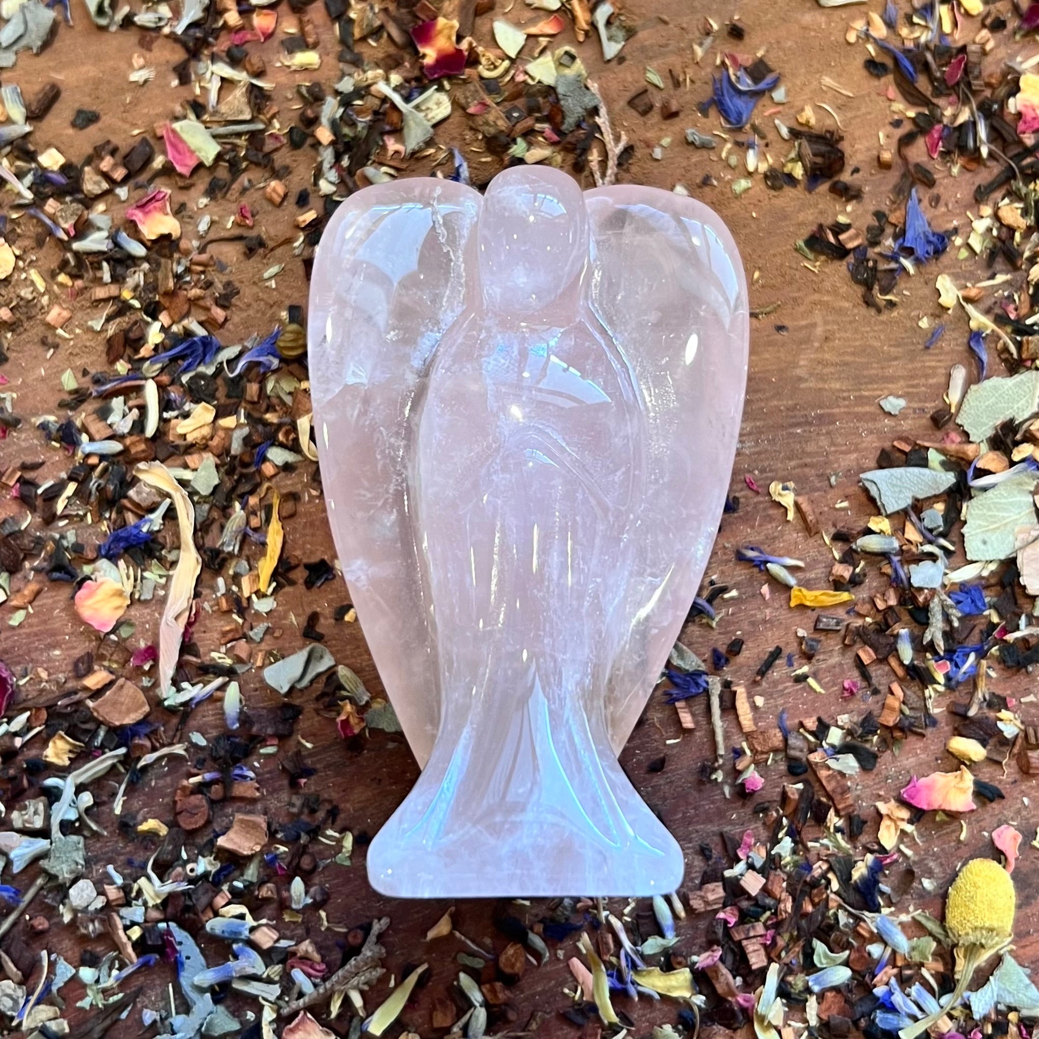 Rose Quartz Angel Carving ~ Medium