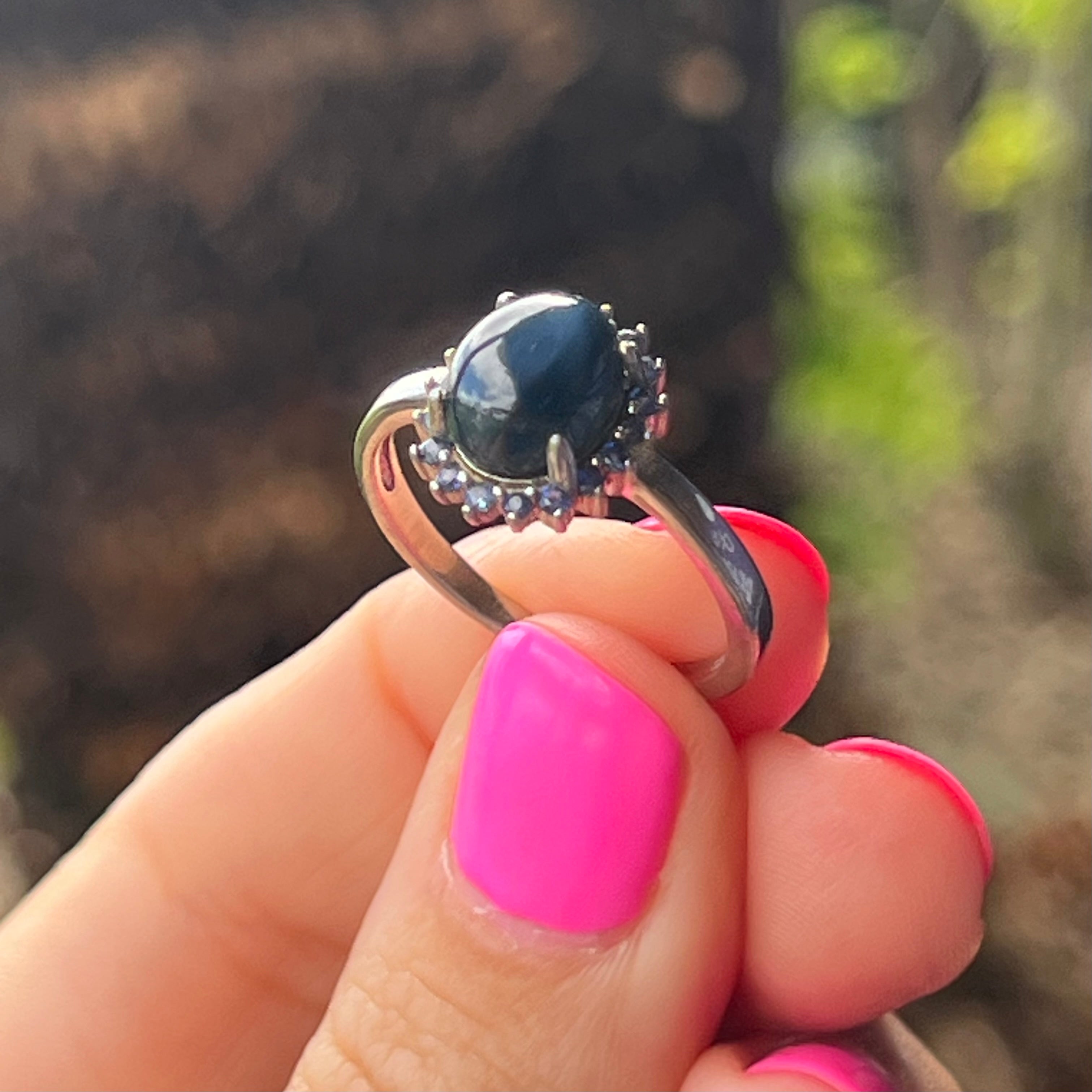 Sapphire Star Sterling Silver Ring ~ 9