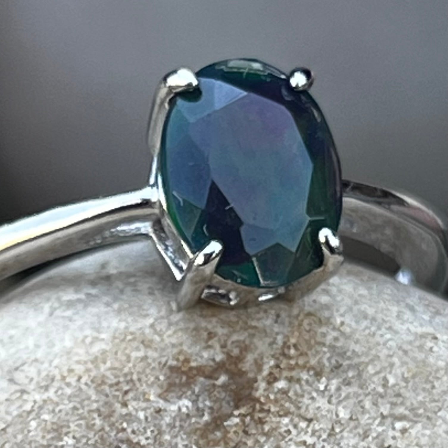 Black Opal ~ Sterling Silver Ring ~ Size 7 ~ 1
