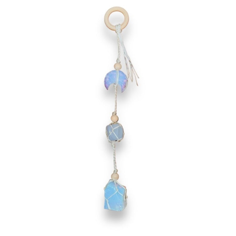 Triple Opalite Macrame Crystal Hanger