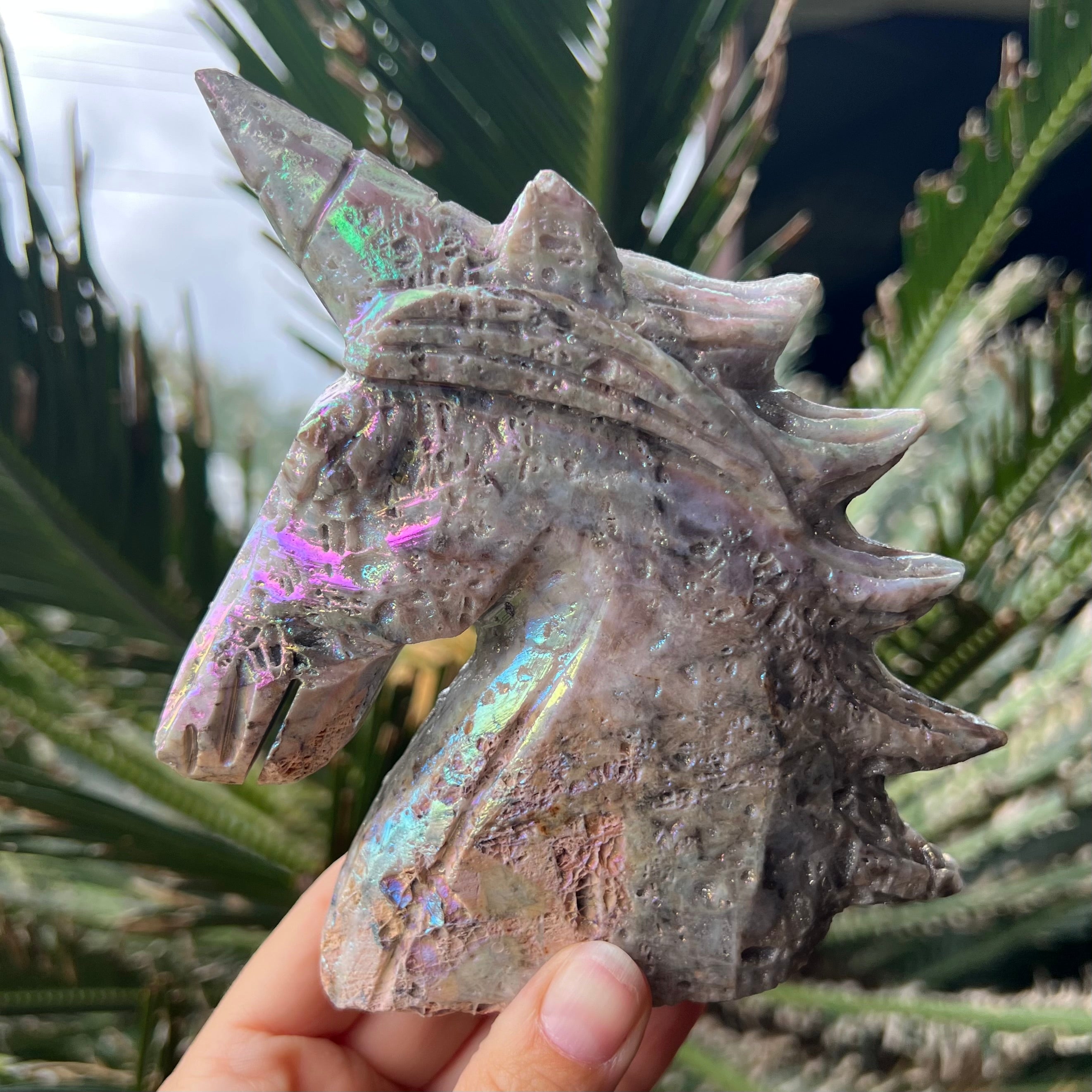 Sphalerite Unicorn Carving ~ Electroplated