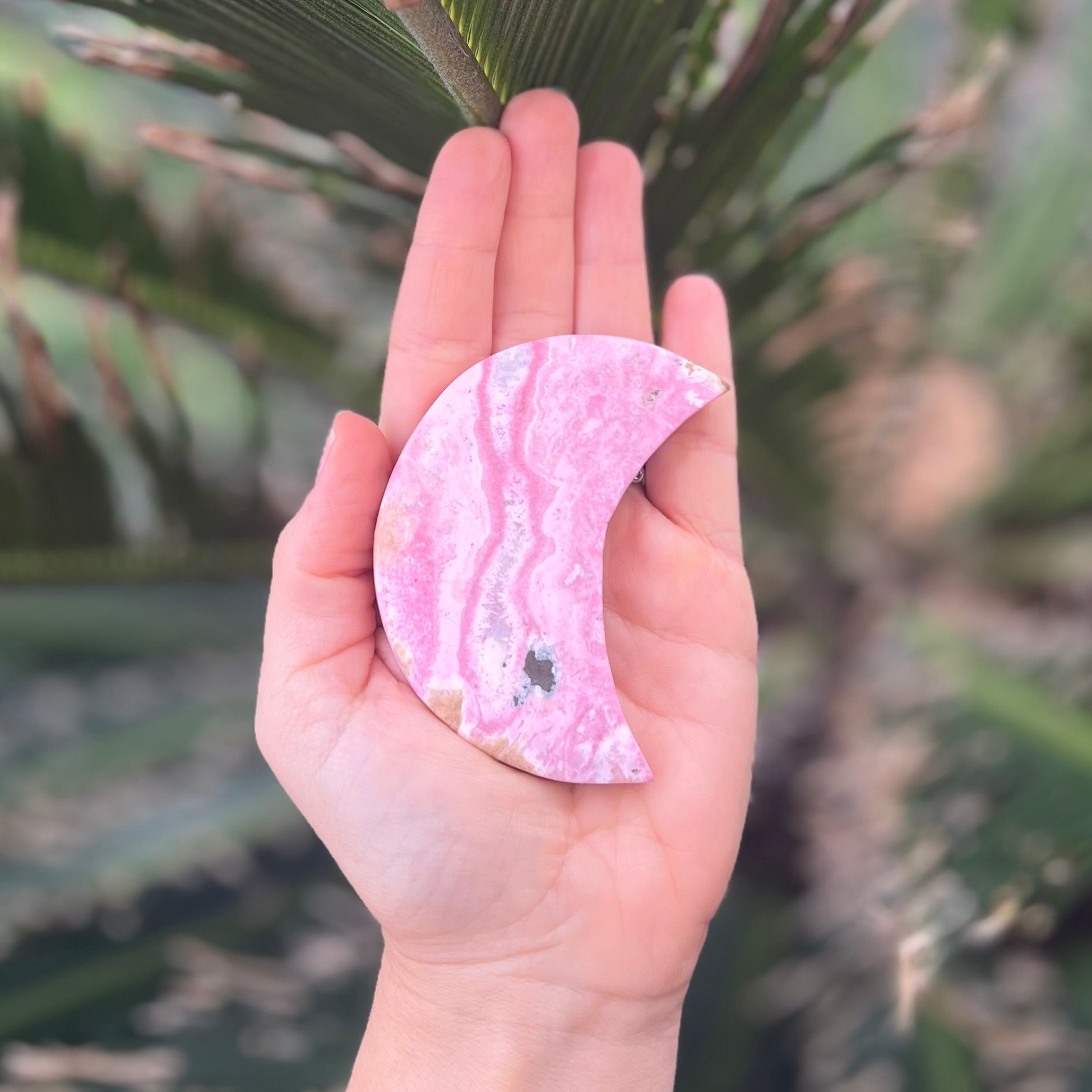 Pink Opal ~ Moon Carving
