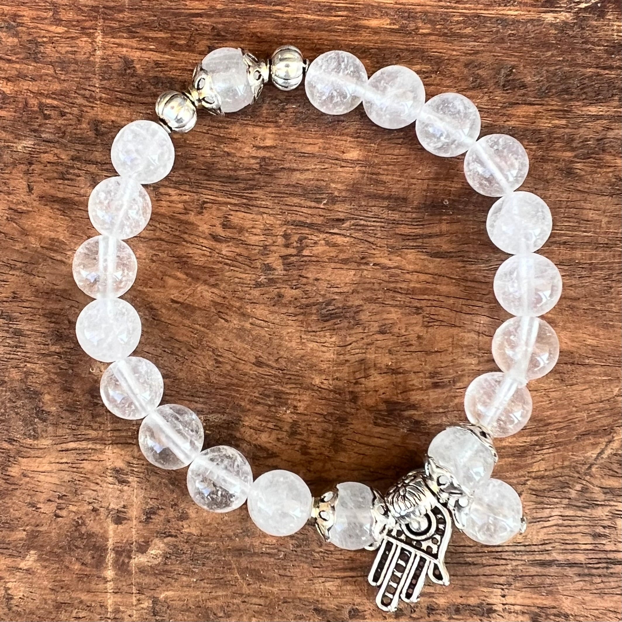 Clear Quartz Amplifying Bracelet with Hamsa Hand