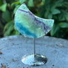 Rainbow Fluorite Crescent Moon on Stand