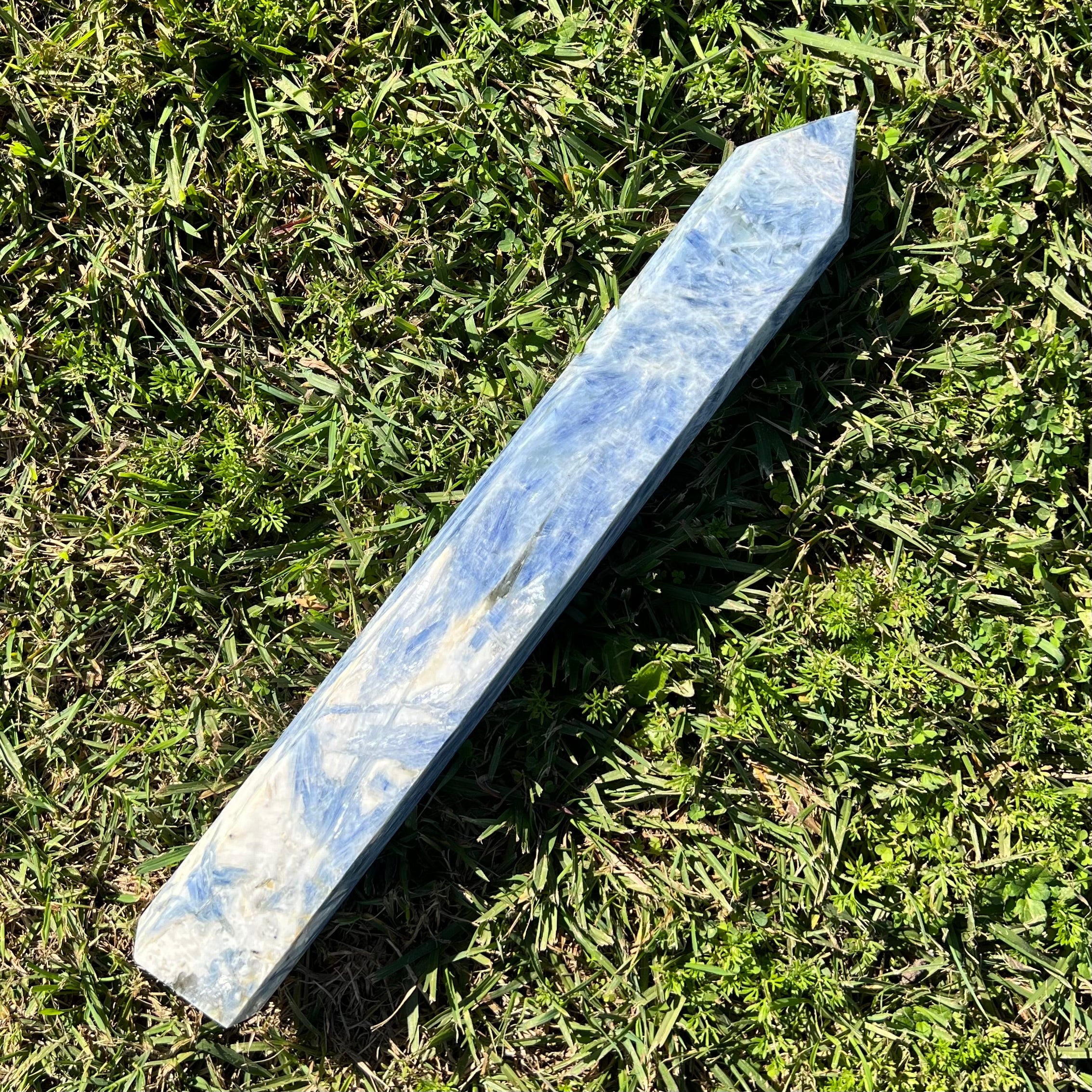 Blue Kyanite Tower with green inclusions