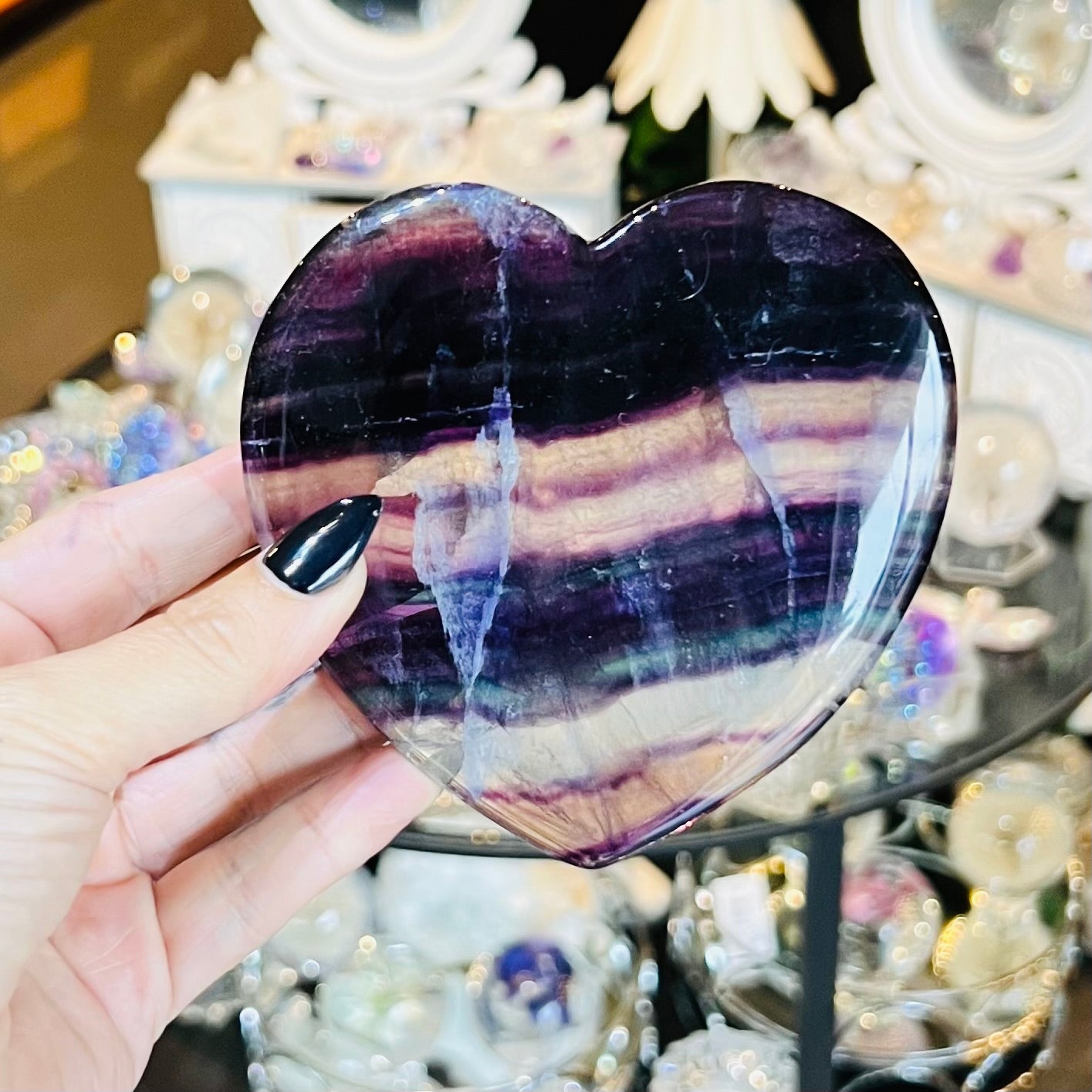 Rainbow Fluorite Large Heart