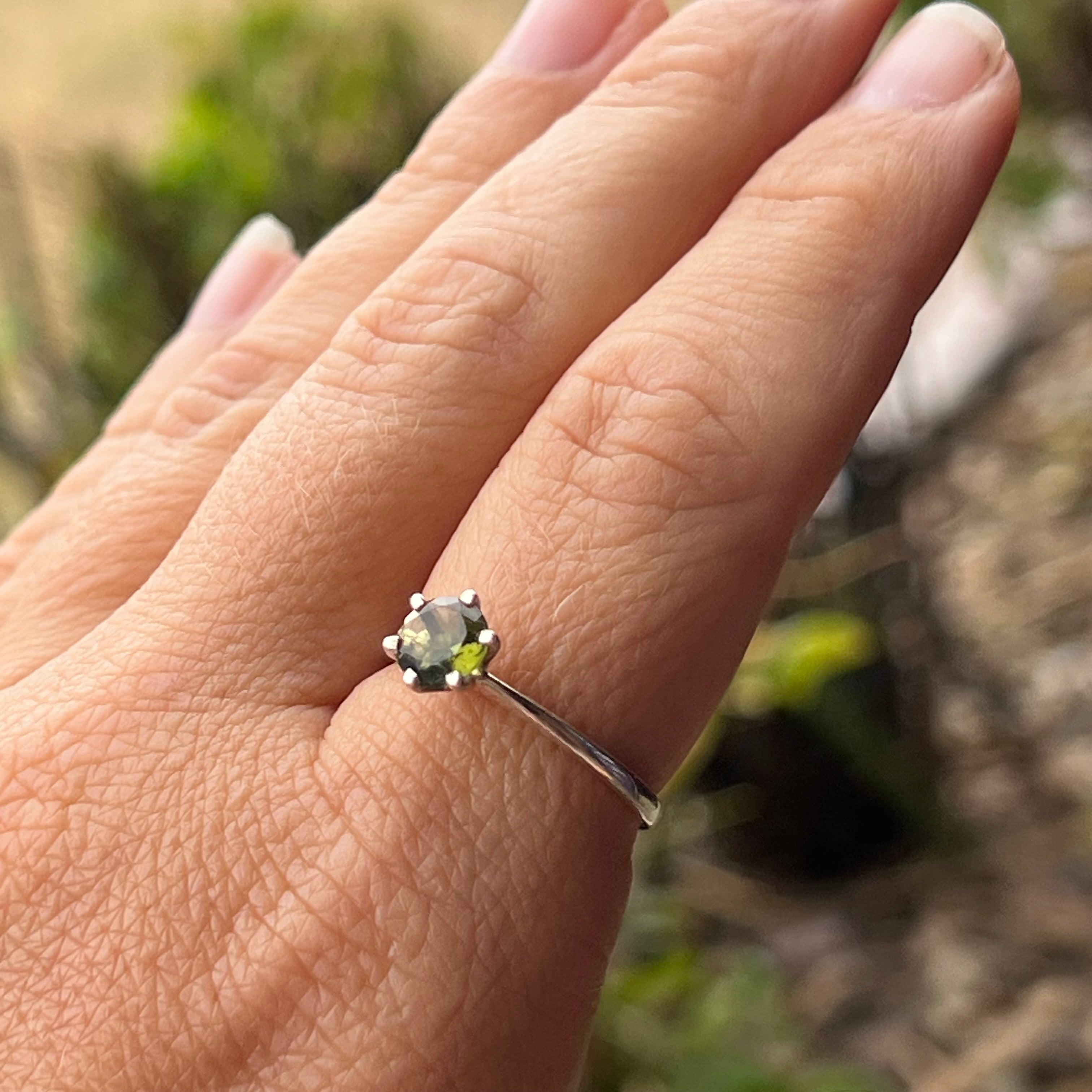 Moldavite Ring set in Sterling Silver size 8