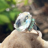Prasiolite + Emerald Sterling Silver Ring ~ 7