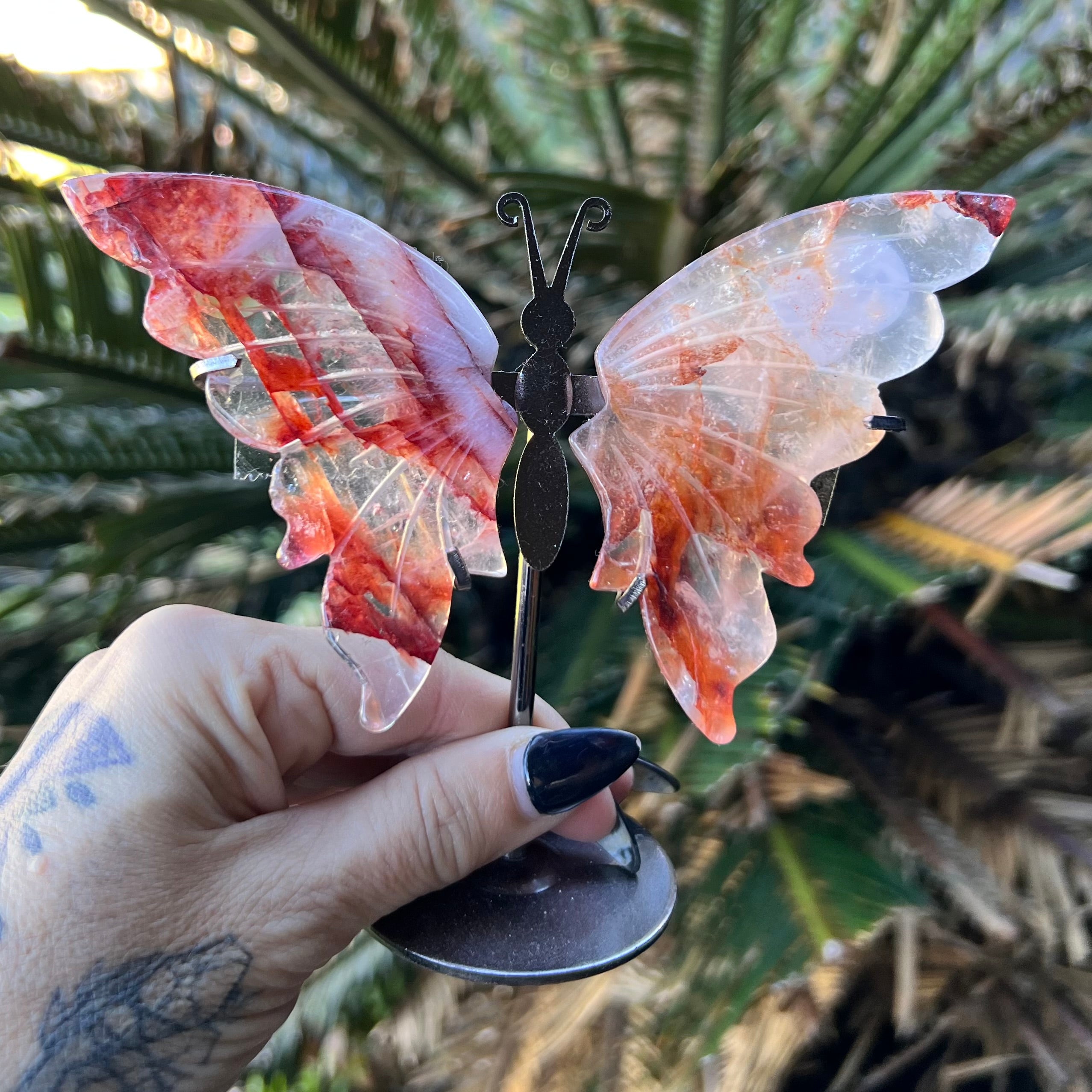 Fire Quartz Butterfly Carving