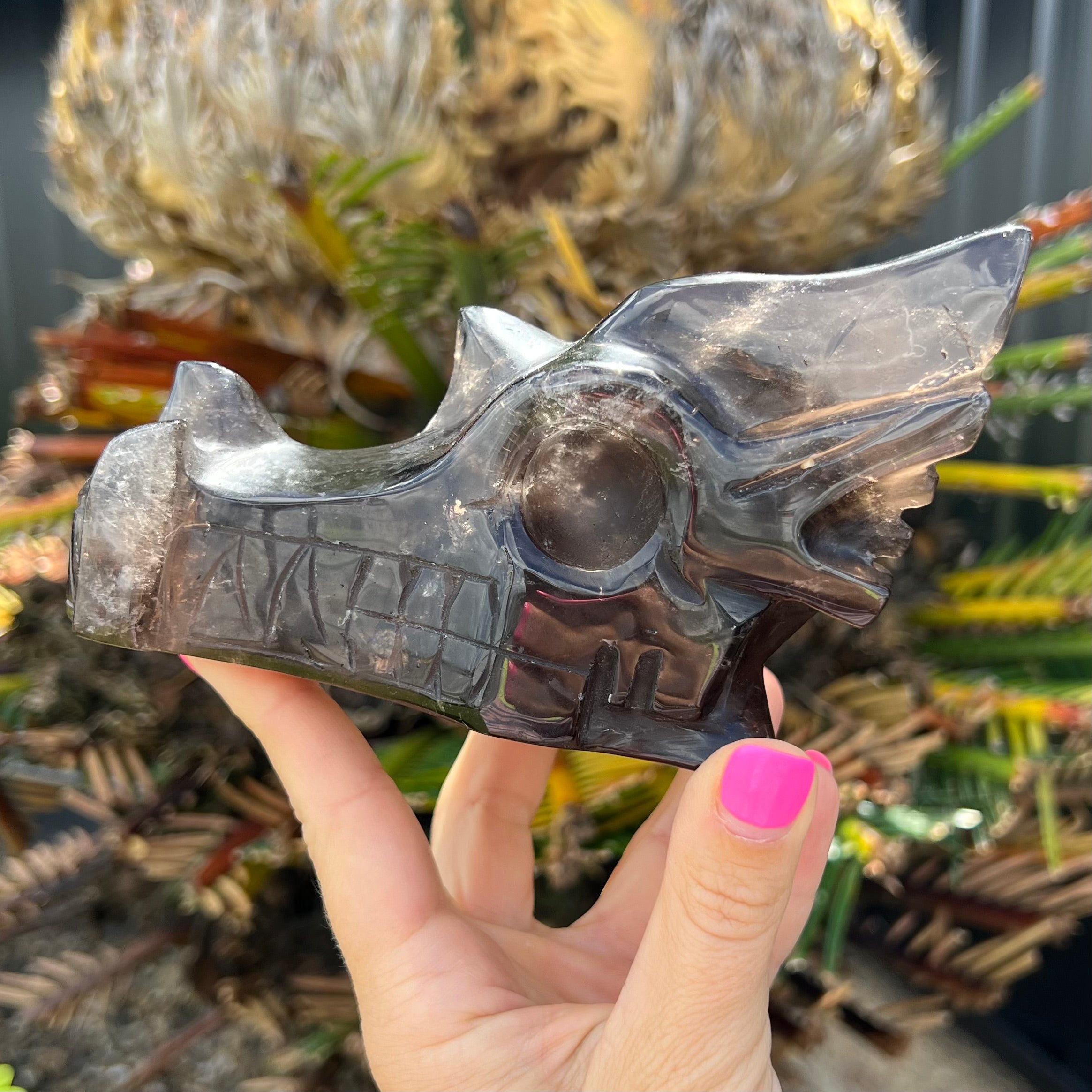 Smokey Quartz Dragon Head Carving