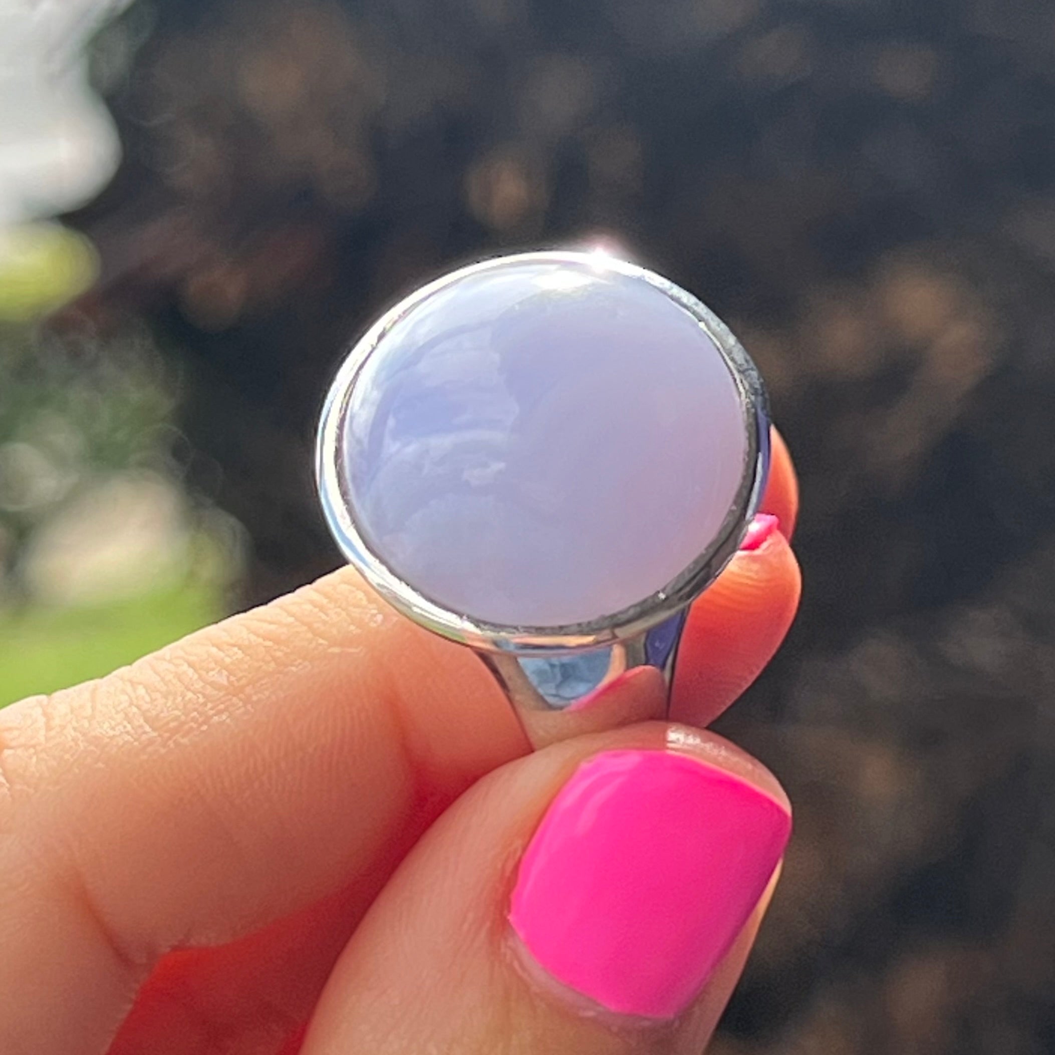 Blue Lace Agate~ Sterling Silver Ring ~ size 8.5