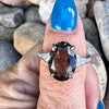 Smokey Quartz with White Topaz ~ Sterling Silver Ring ~ Size 9