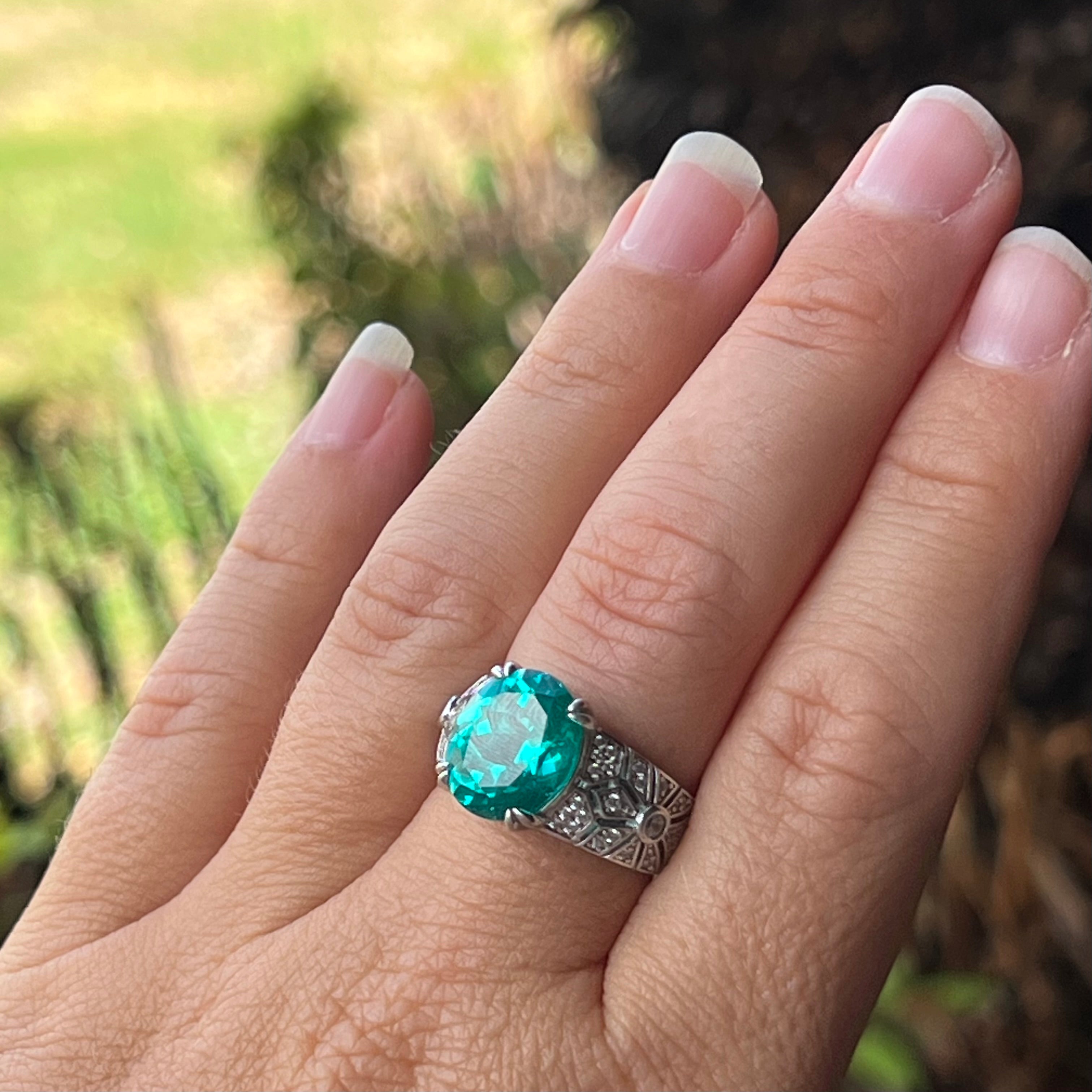 Moissonite ~ Sterling Silver Ring ~ Size 7