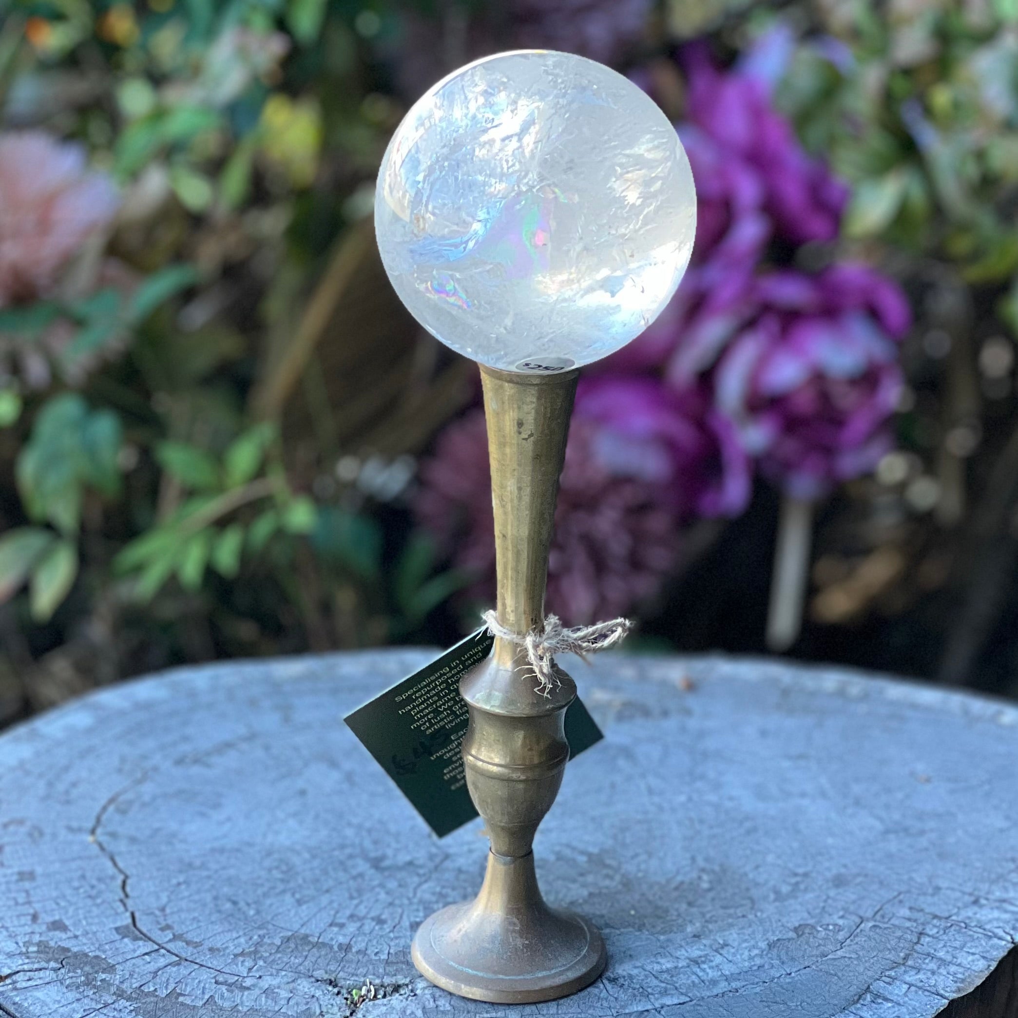 Boho Jungle ~ Vintage Brass Candle Holder - Sphere Holder Decor