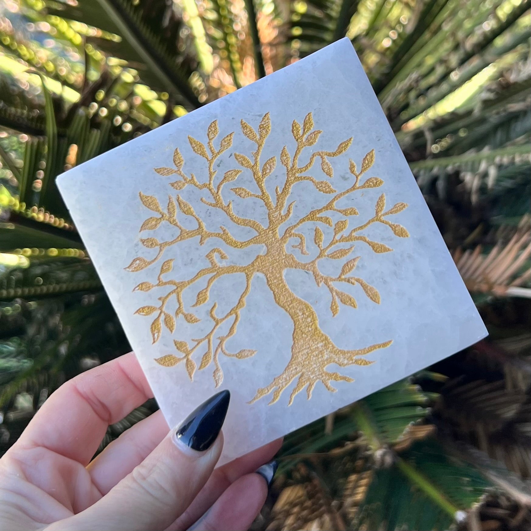 Selenite Cleansing & Charging Plate ~ Tree of Life