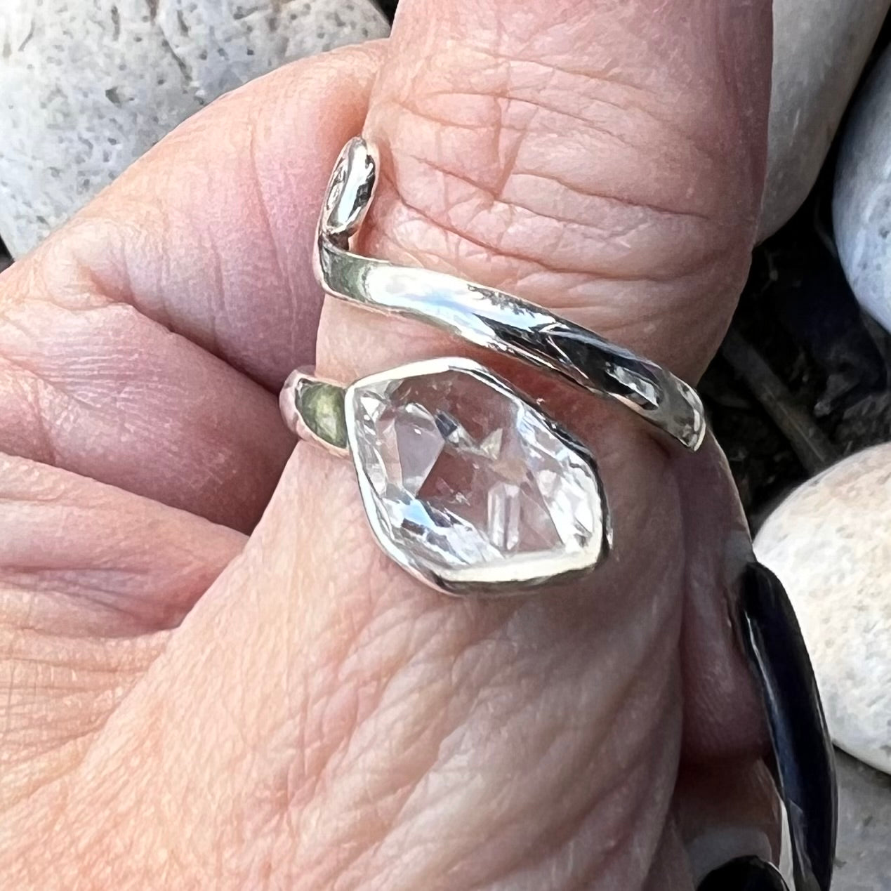Herkimer Diamond ~ Sterling Silver Wrap Ring