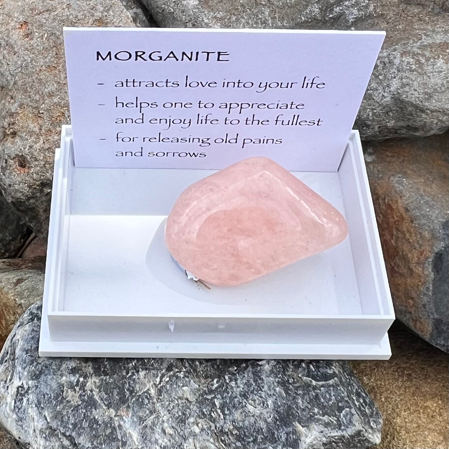 Morganite Tumble ~ Specialty Boxed Crystal