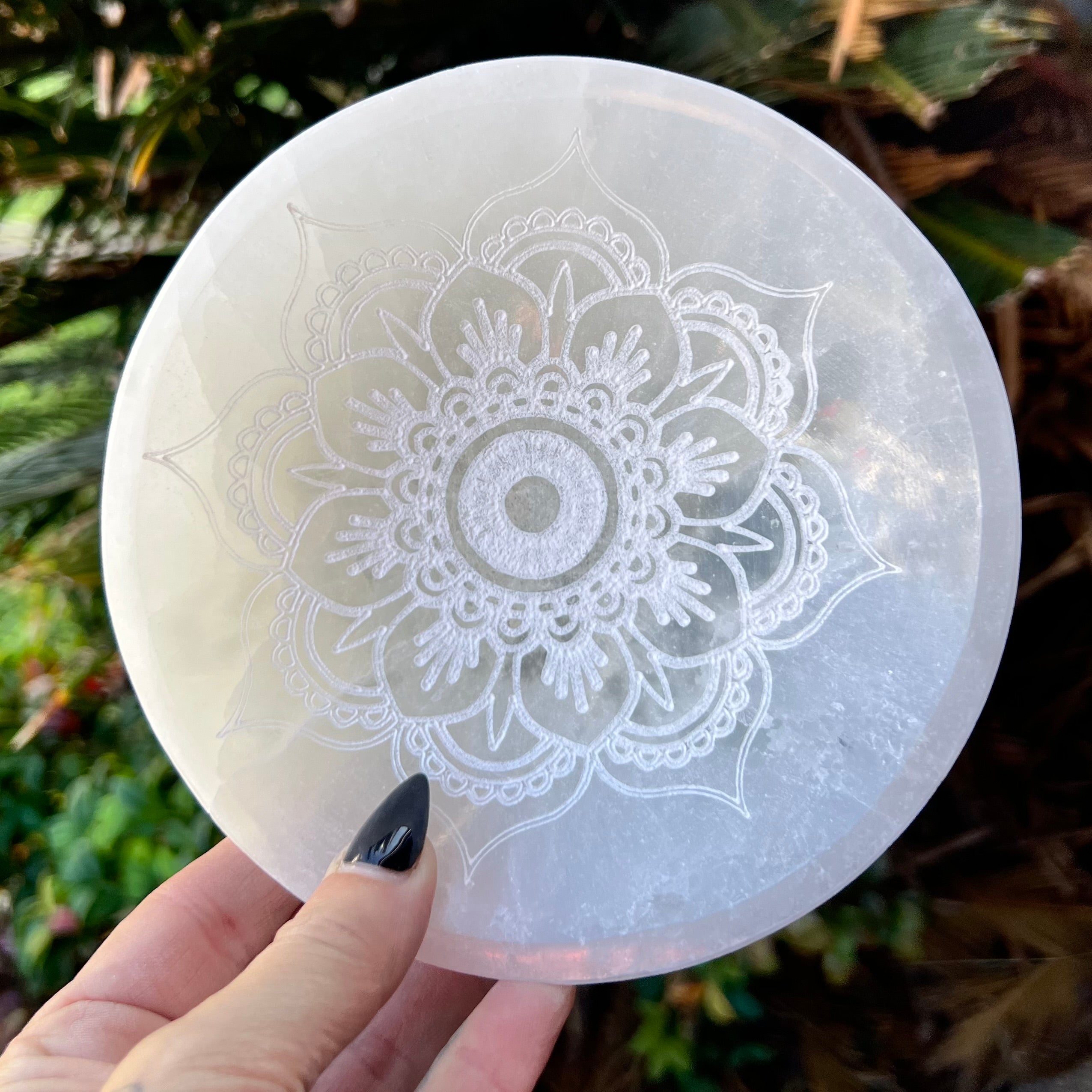 Selenite Cleansing & Charging Mandala Bowl ~ Large