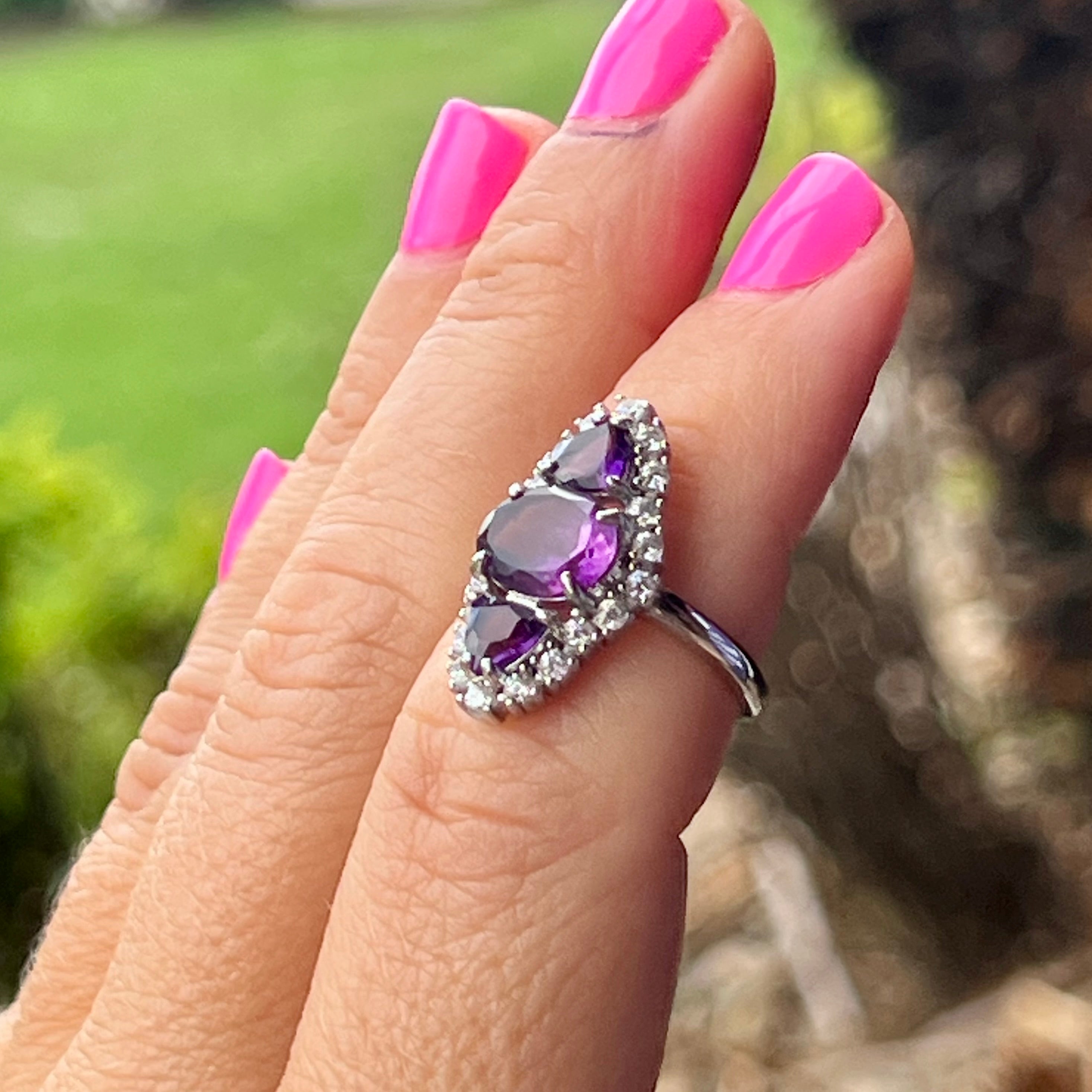 Amethyst Sterling Silver Ring ~ 5