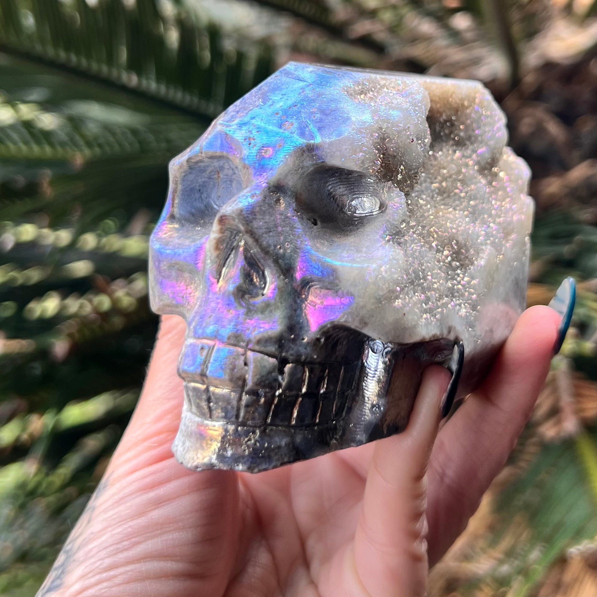 Electroplated Sphalarite Skull Carving
