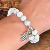 White Howlite Calming Bracelet with Hamsa Hand