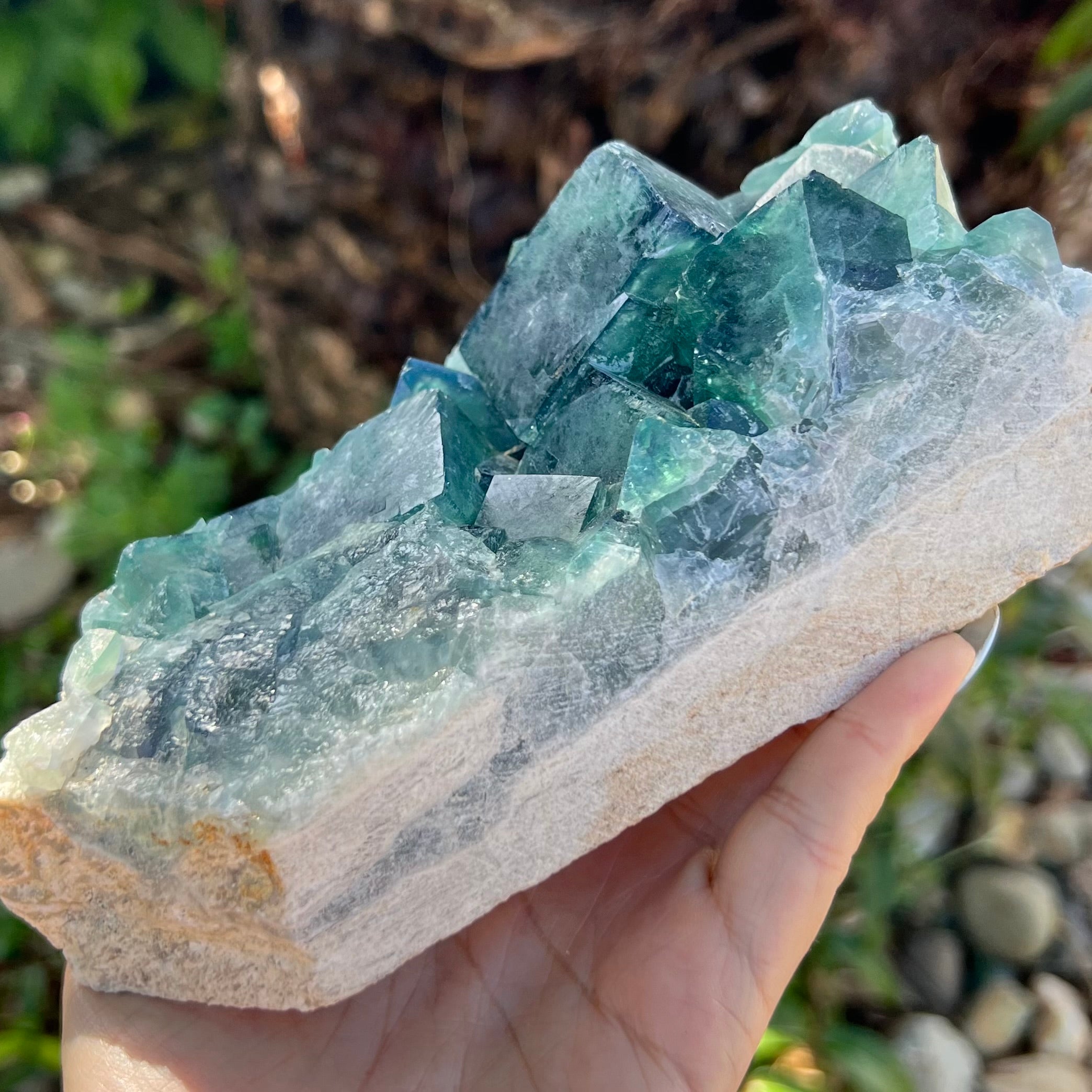 Raw Green Fluorite on Matrix