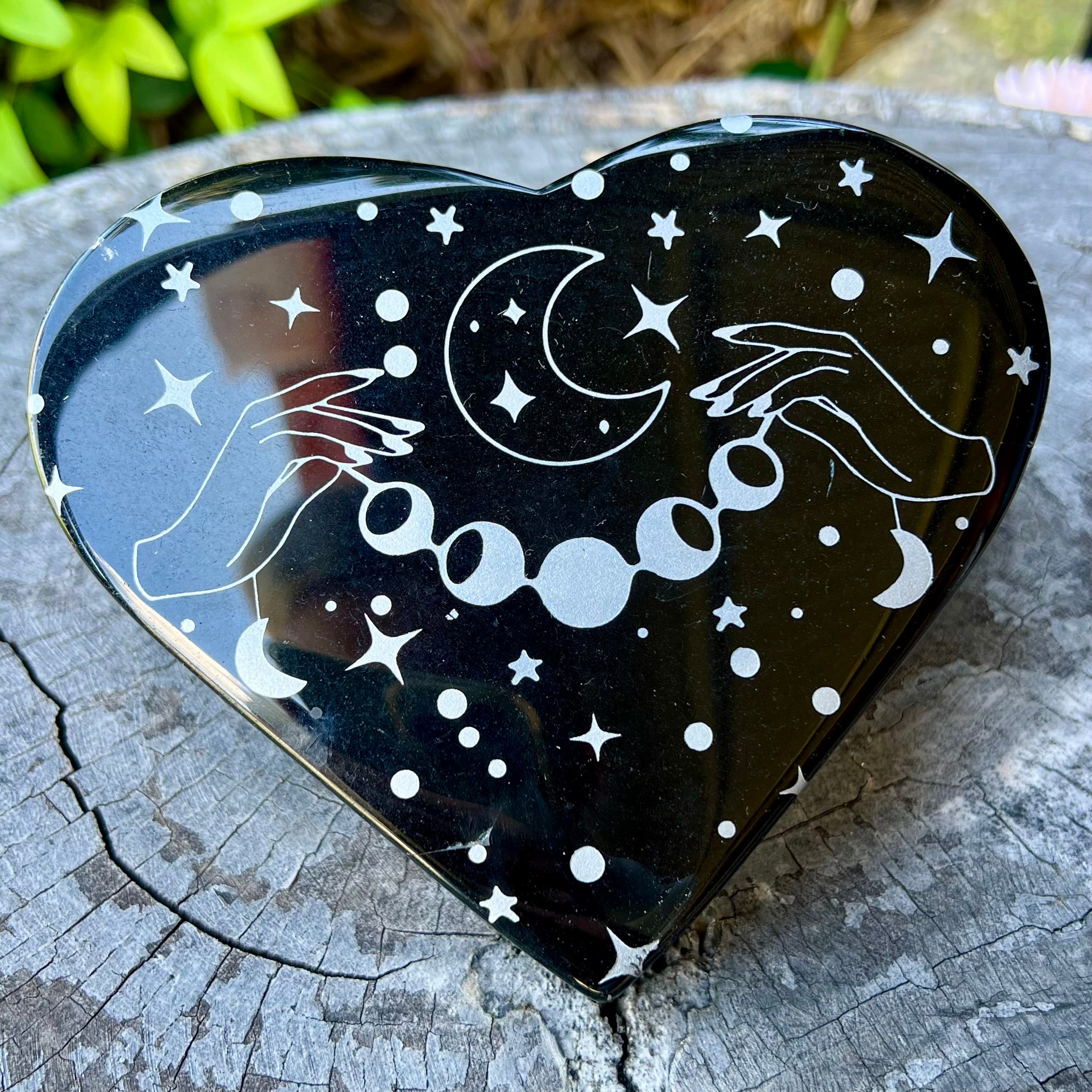 Celestial Connection Black Obsidian Heart
