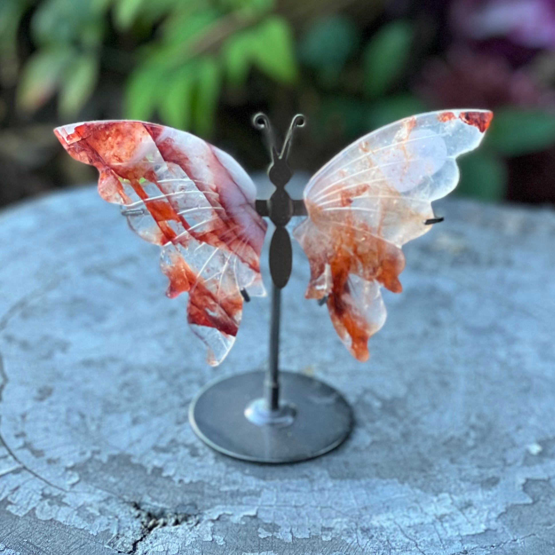 Fire Quartz Butterfly Carving