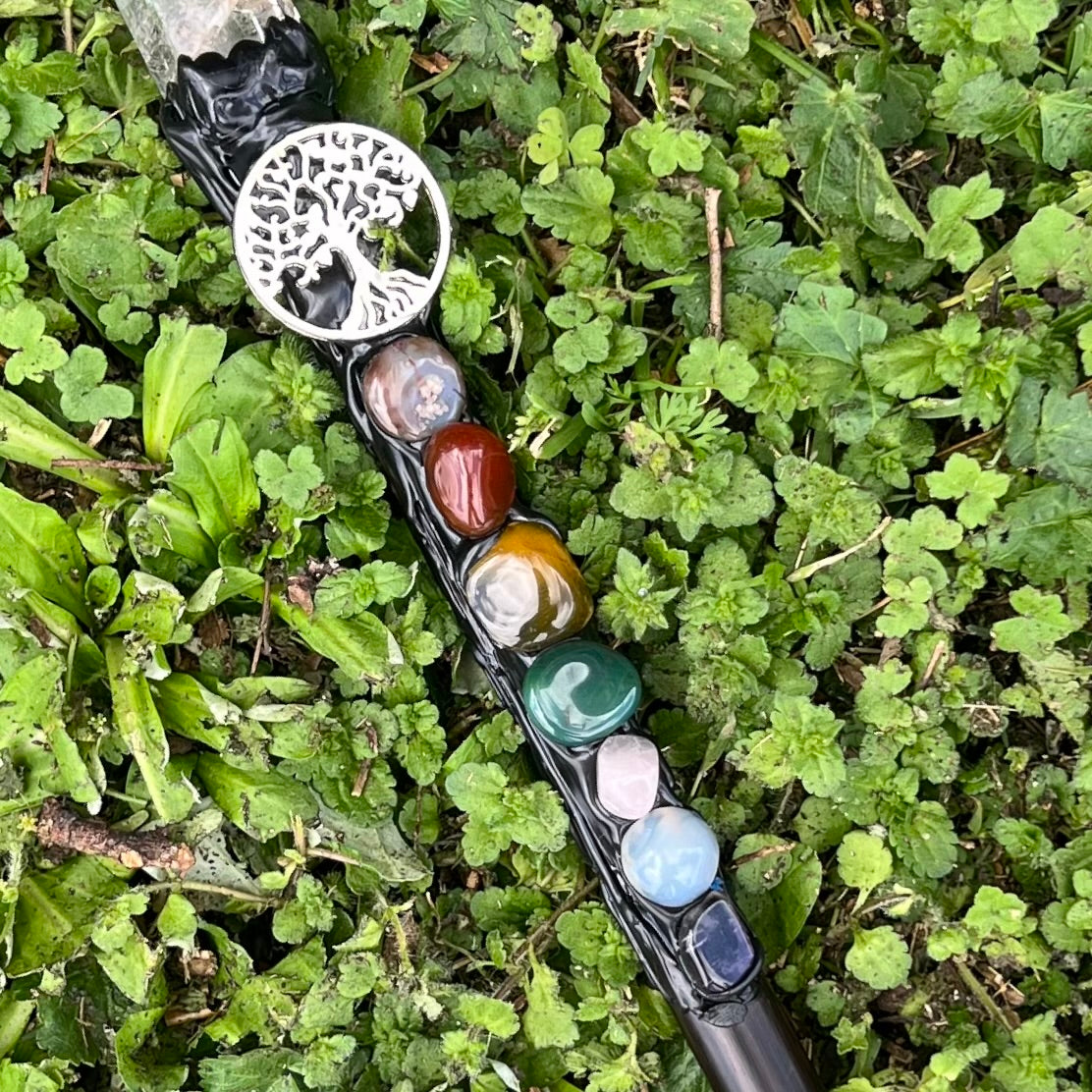 Raven Black Obsidian Wand