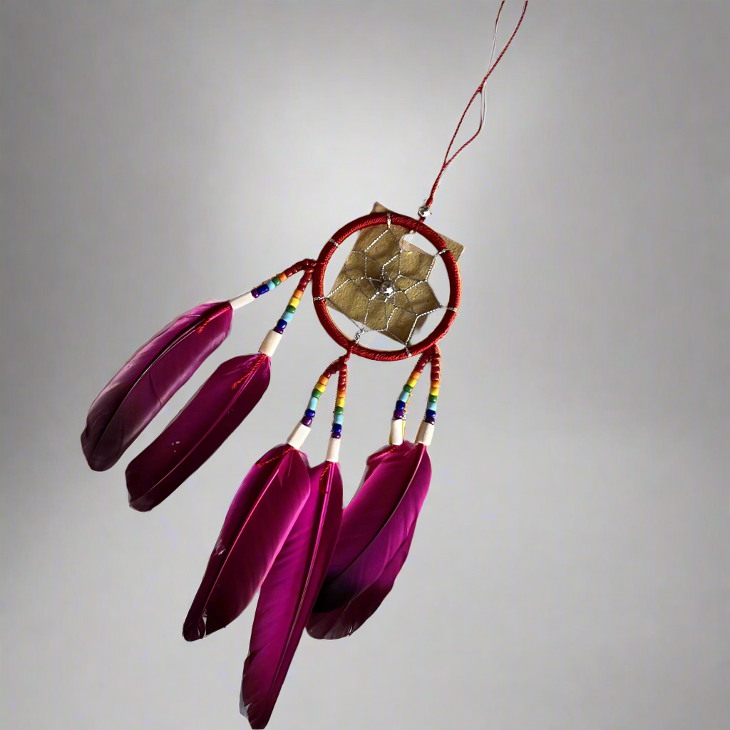 Tree of Life Native Rainbow Dream Catcher ~ Red-Pink