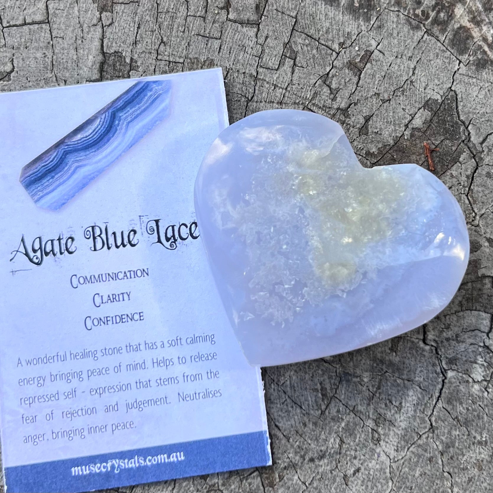 Blue Lace Agate Heart ~ Specialty Boxed Crystal
