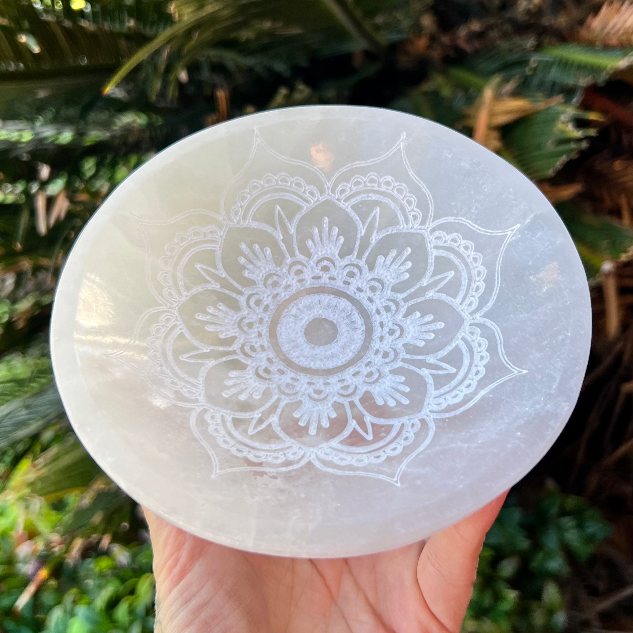 Selenite Cleansing & Charging Mandala Bowl ~ Large