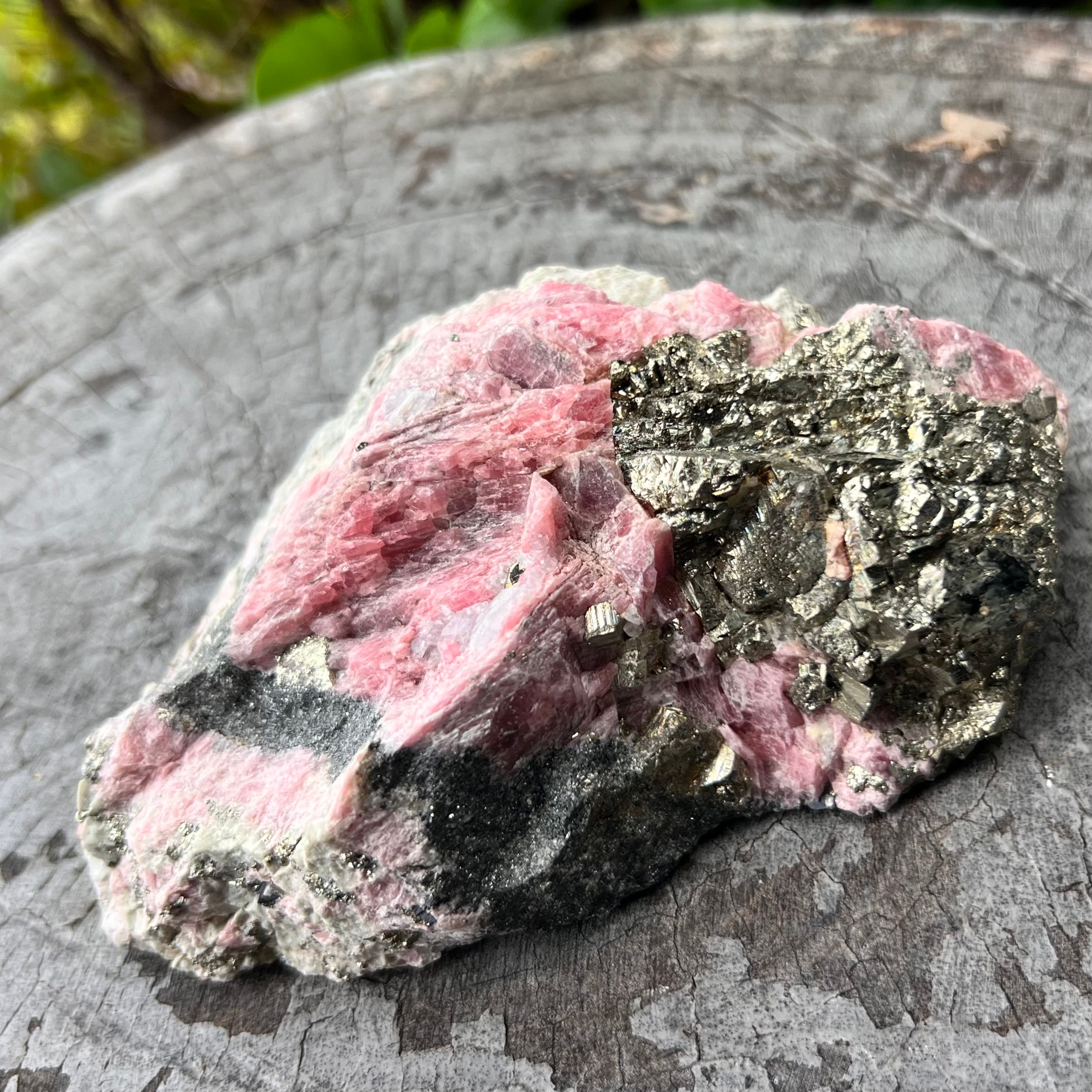 Magnificent Rhodochrosite with Pyrite and Hematite Inclusions on Matrix ~ Specialty Crystal