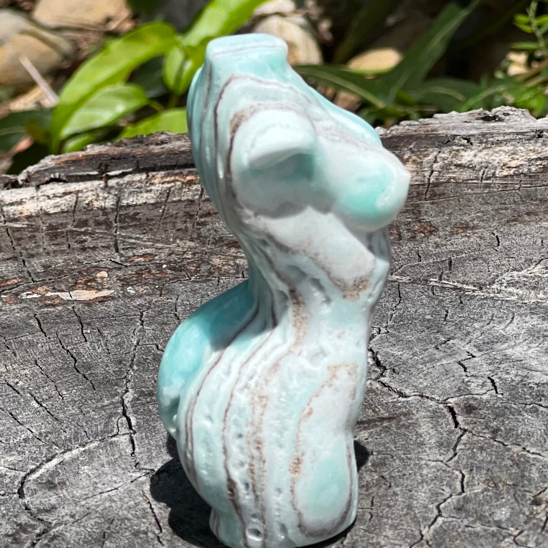 Blue Aragonite Goddess Lady Carving