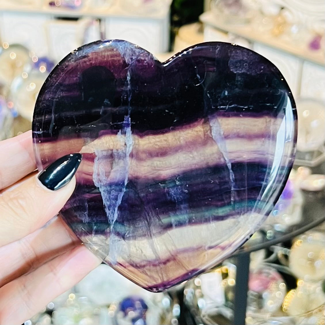 Rainbow Fluorite Large Heart