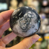 Black Flower Agate Sphere