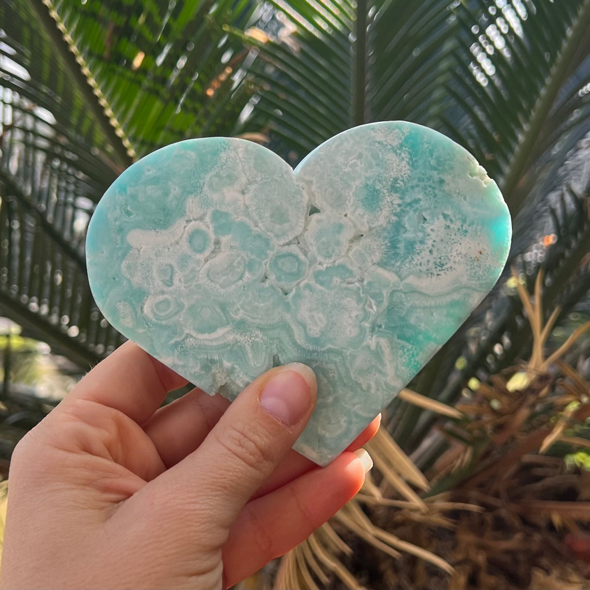 Blue Aragonite Heart on Stand