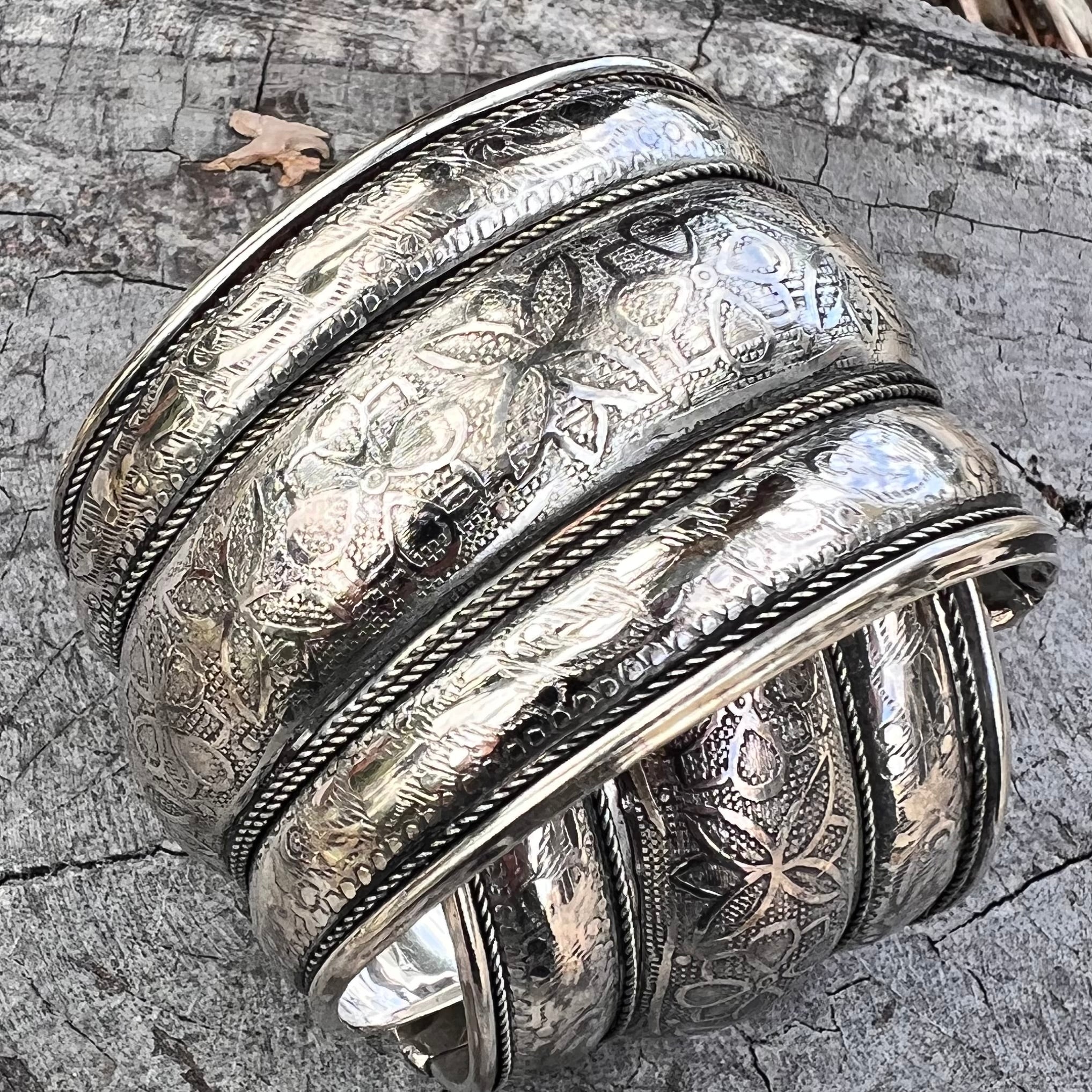 Indian Silver Cuffs ~ Large Sphere Holders