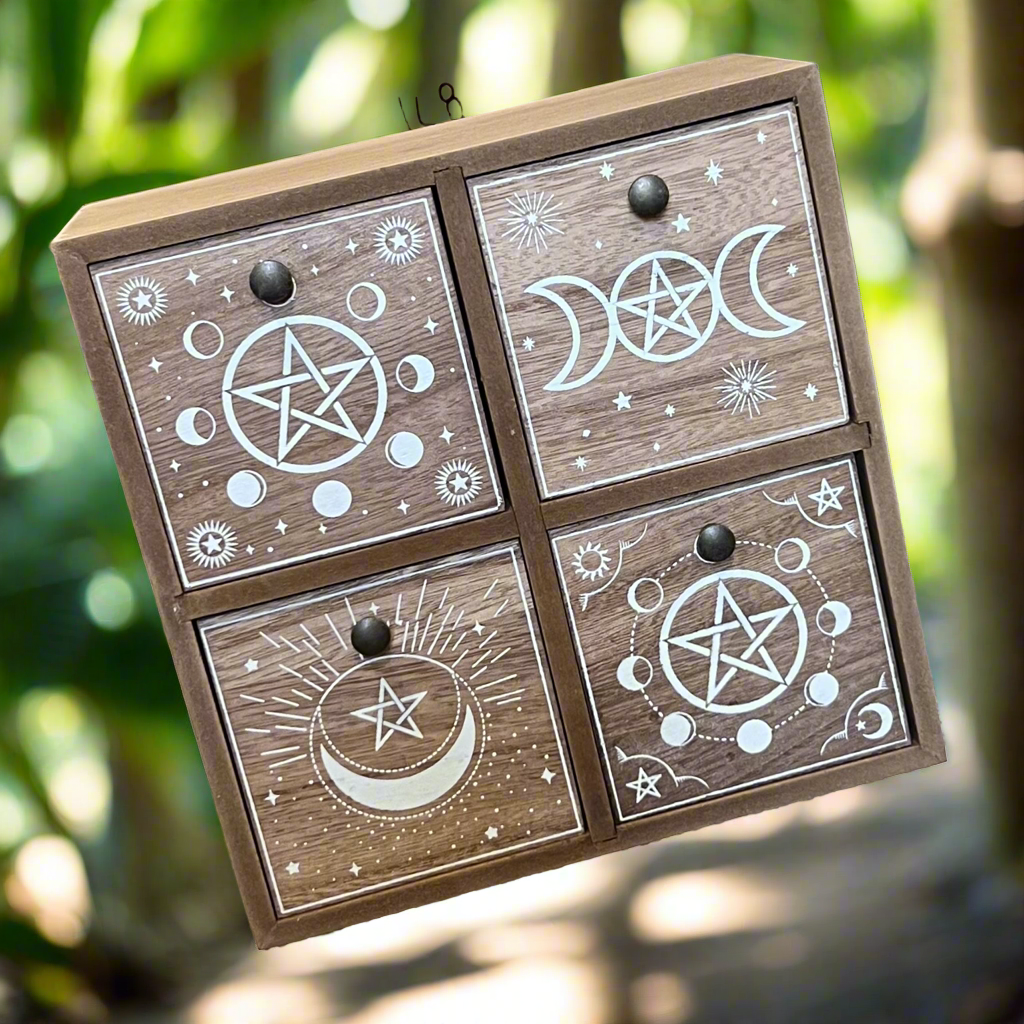 Wiccan Wooden Trinket Drawers