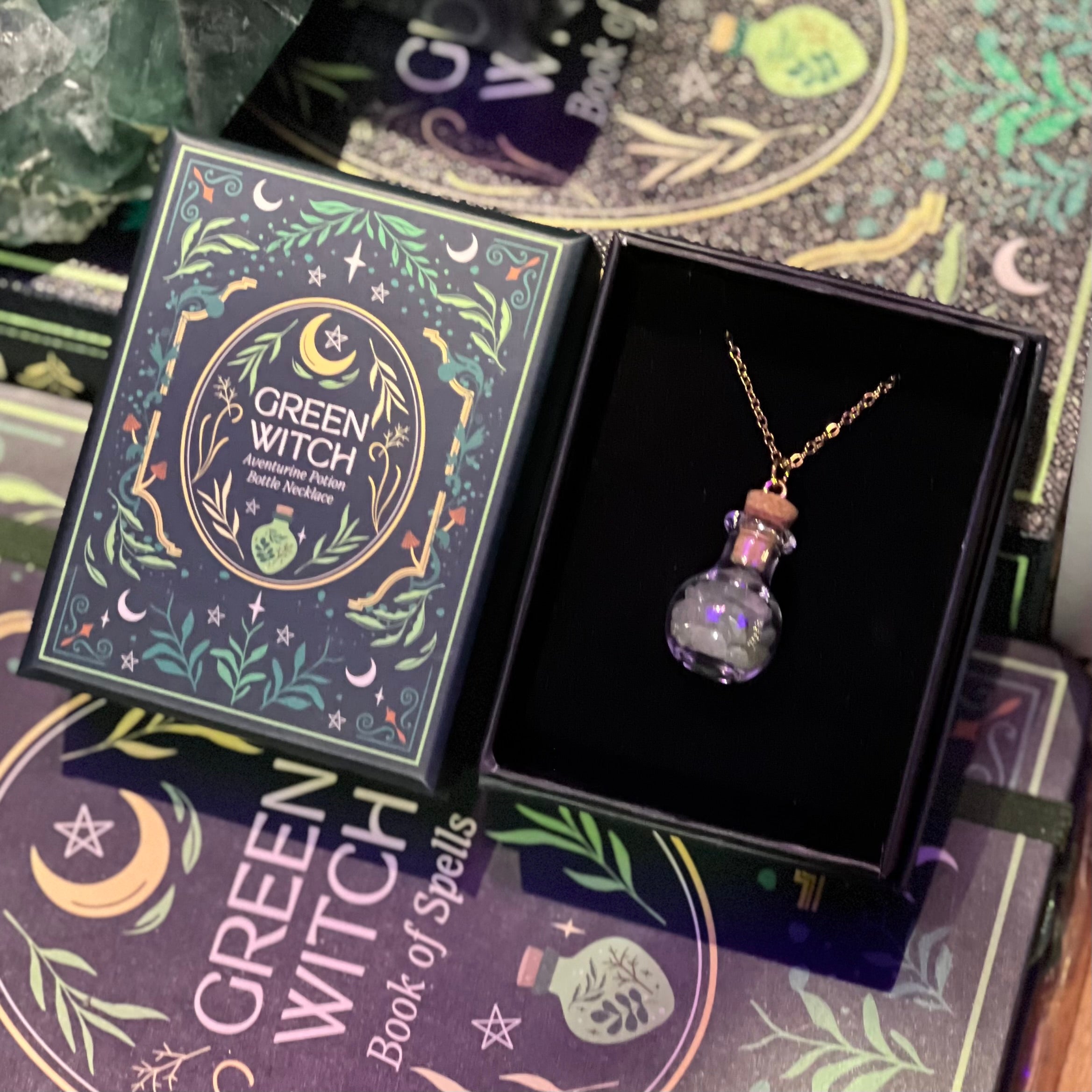 Green Witch ~ Aventurine Potion Bottle Necklace