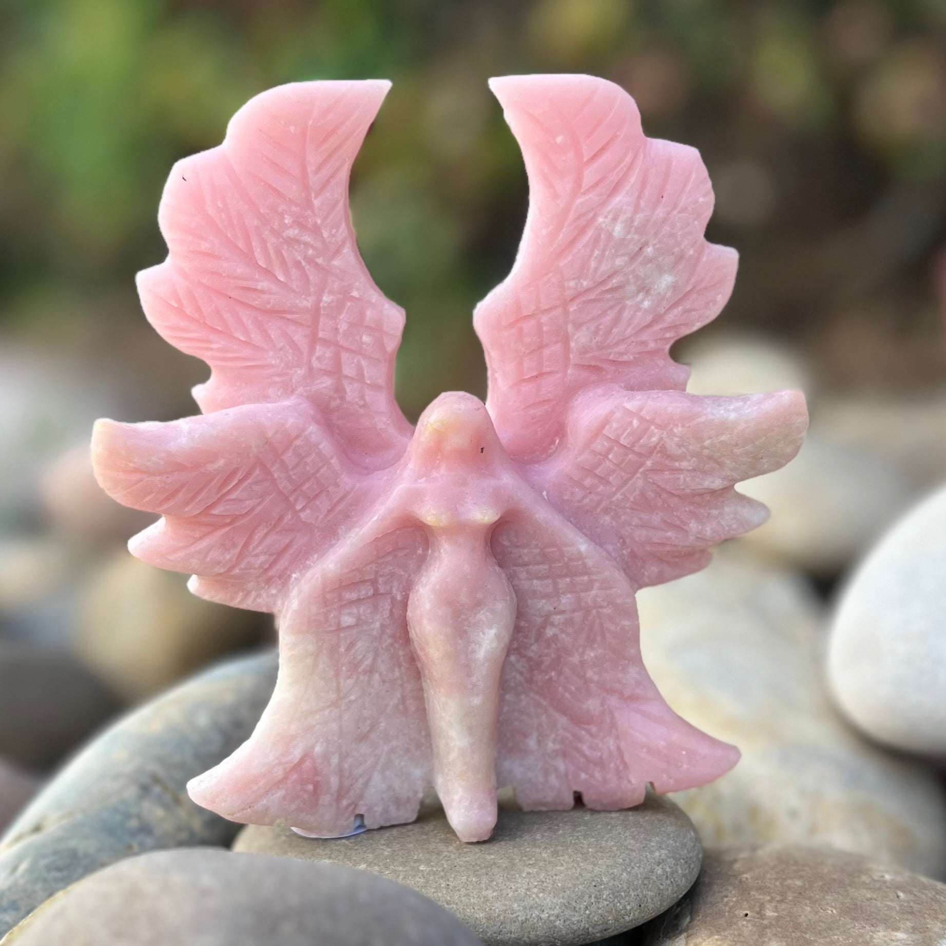 Pink Opal Goddess of Compassion Carving (2)