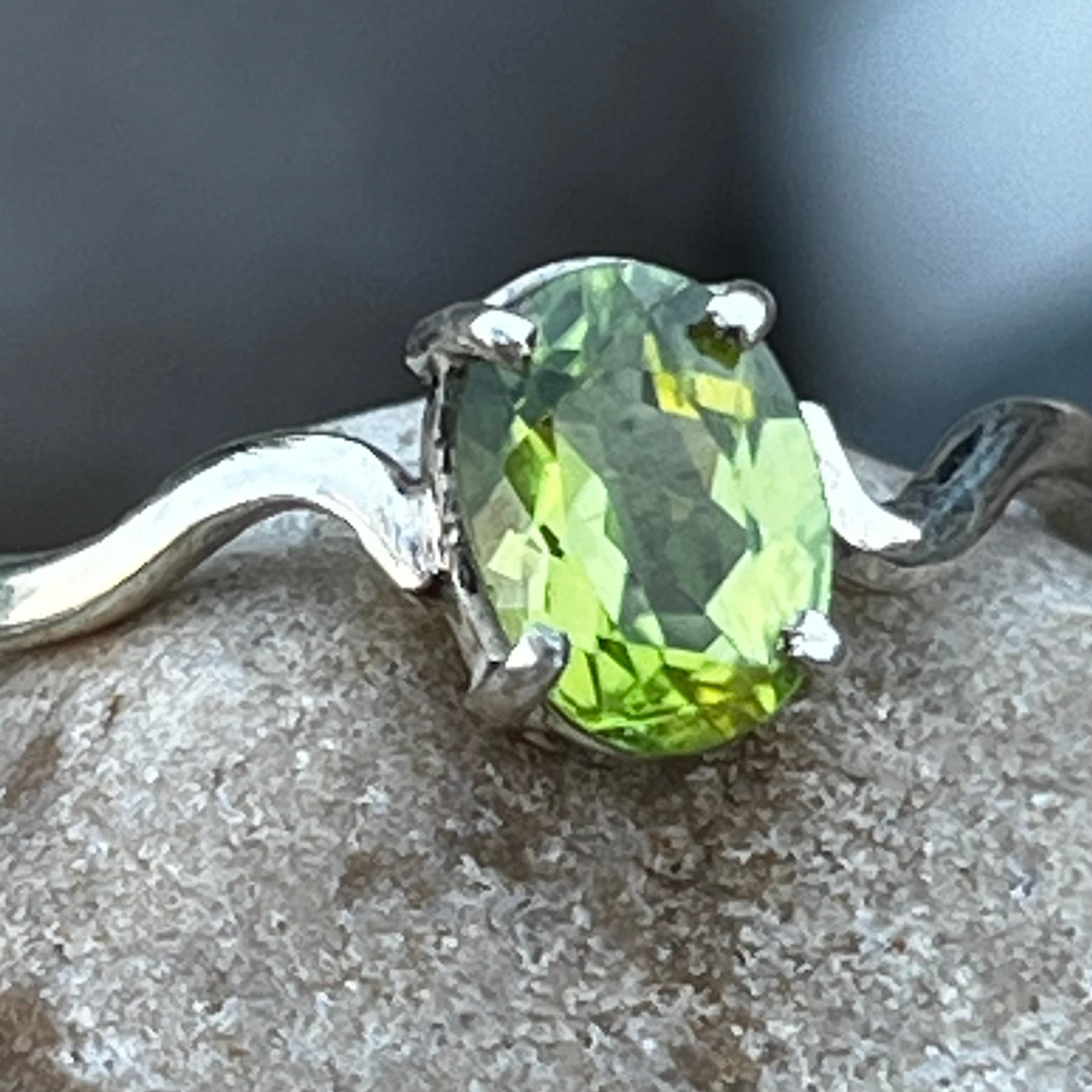 Peridot~ Sterling Silver Ring ~ Size 8