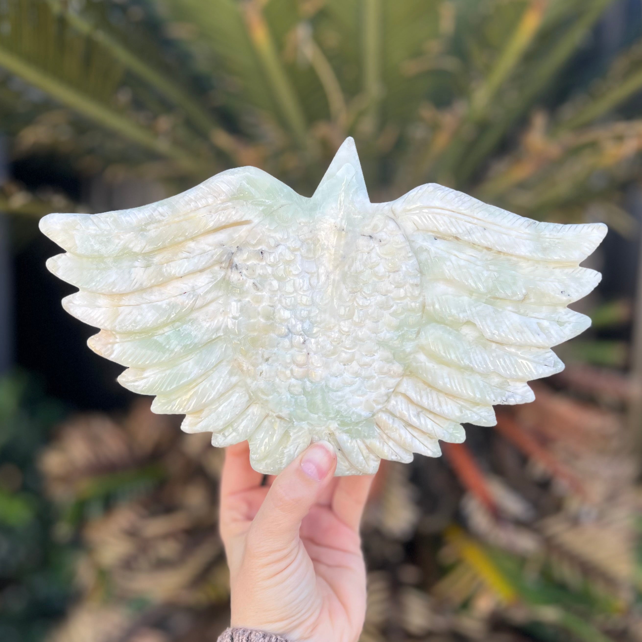 Caribbean Calcite Winged Skull Carving